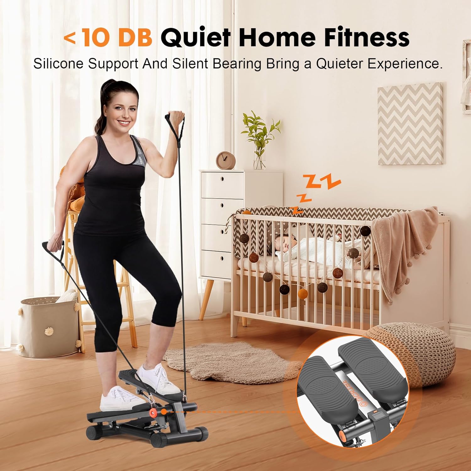 GORISE Steppers for Home Workout - Adjustable Height Stair Stepper with Resistance Bands & LCD Monitor - Image 9
