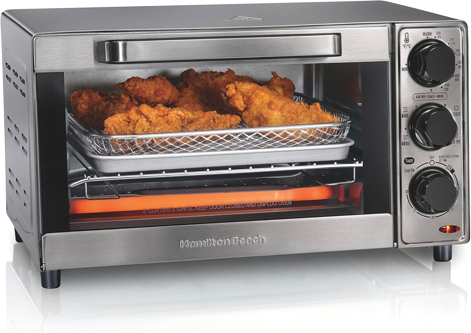 Hamilton Beach Sure-Crisp Air Fryer Toaster Oven Combo, Fits 9” Pizza, 4 Slice Capacity, Powerful Circulation, Auto Shutoff, Stainless Steel (31403) - Image 2