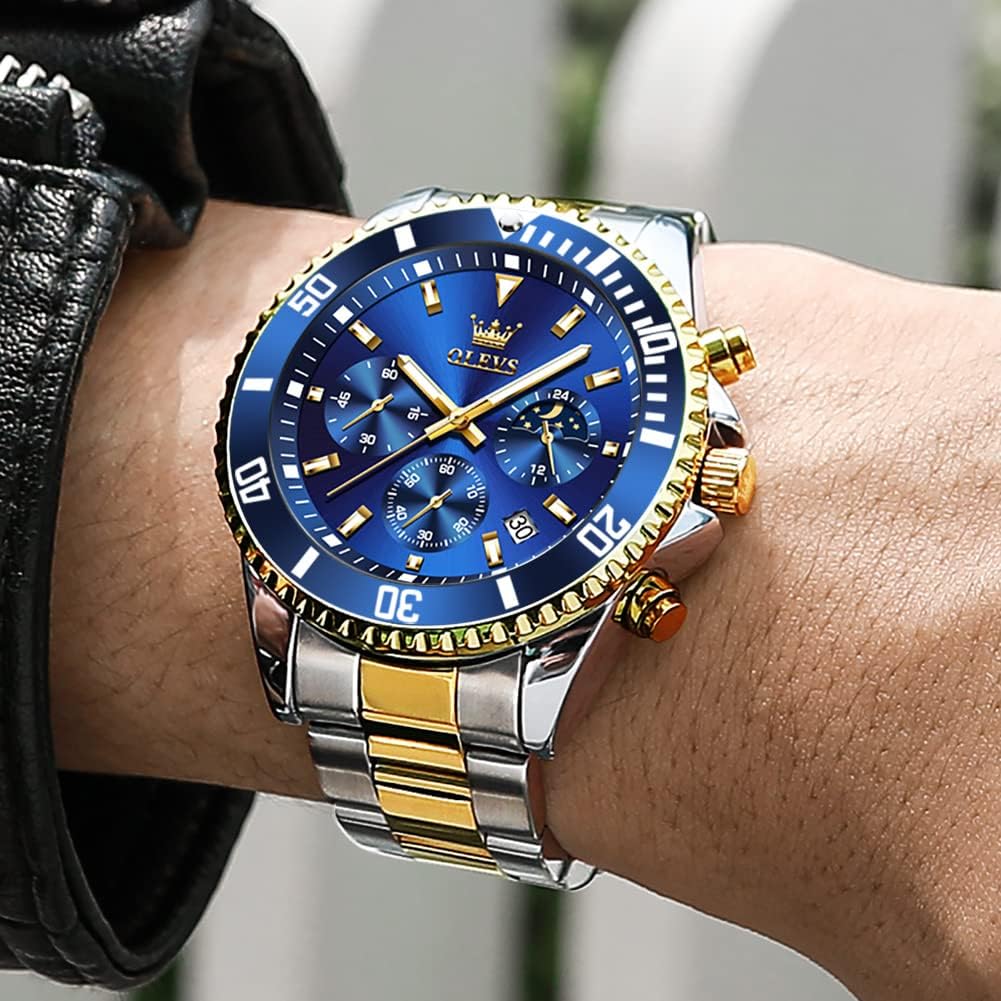 OLEVS Mens Watches Big Face Stainless Steel Waterproof Date Analog Quartz Watches Fashion BusinessWrist Watches for Men… - Image 5