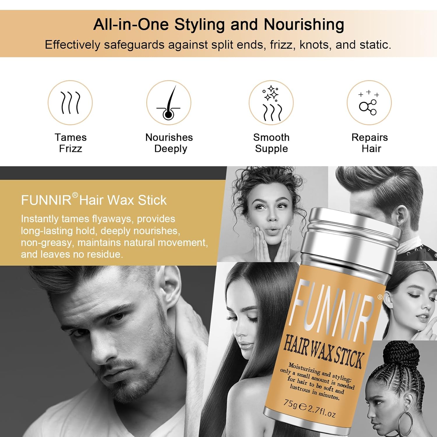 Hair Wax Stick (3 Pack) for Slick, Frizzy Hair and Edge Control,Bun Maker & Styling Waxes for Kids & Women & Men - Image 3