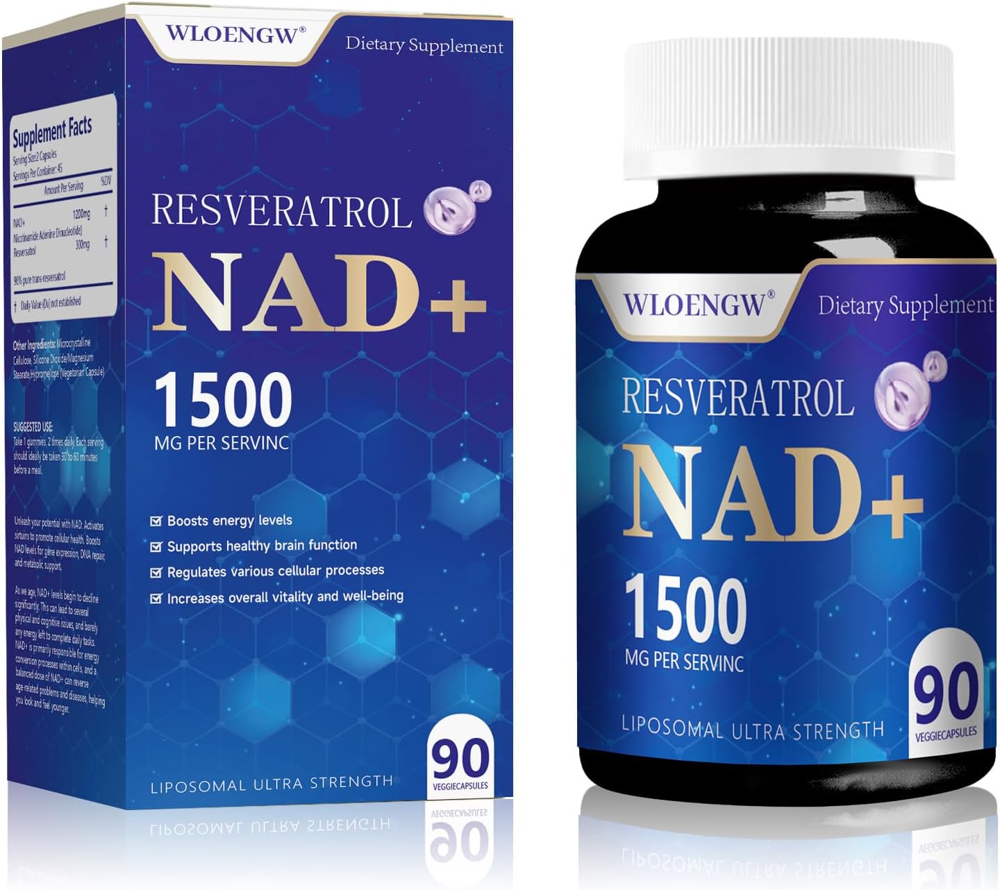 New NAD Supplement - Liposomal NAD+ Supplement with Resveratrol 90 Count (1500MG) - Image 2