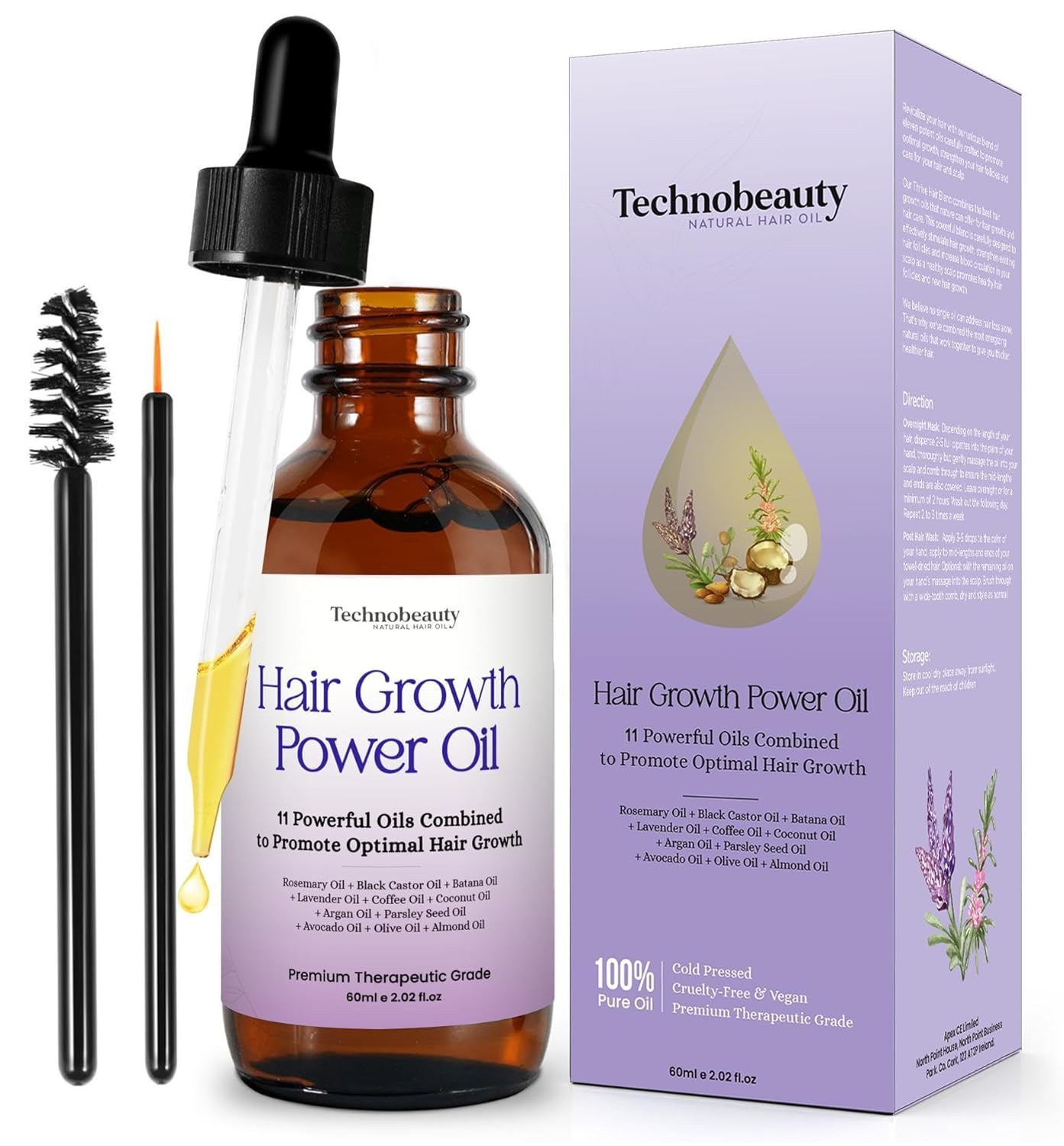 Rosemary Oil With Black Castor, Batana, Lavender, Coffee, Coconut, Argan, Avocado, Olive, Almond & Parsley Seed Oil, 11 Oils Infused for Ultimate Hair Growth & Care for Stronger, Thicker Hair - Image 3
