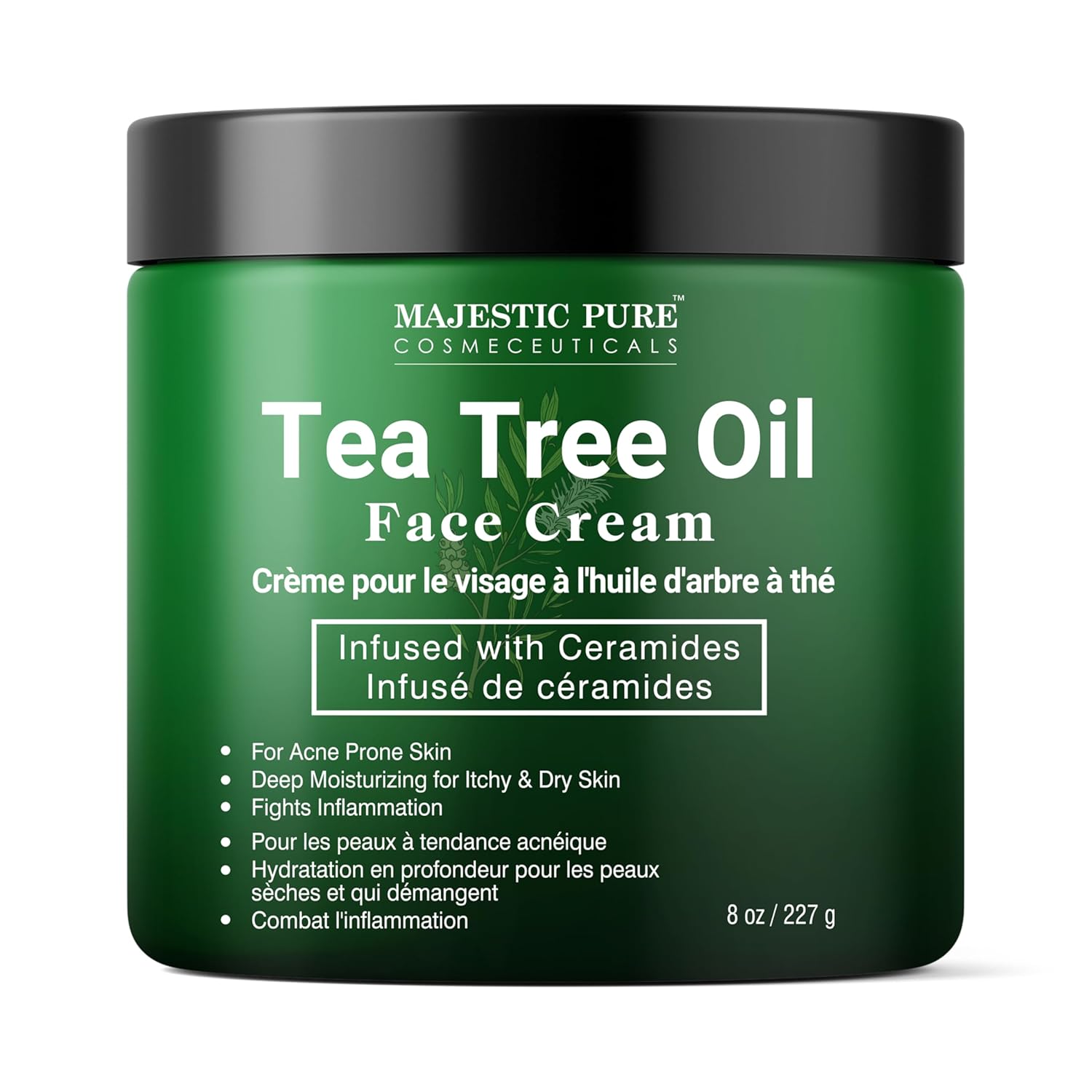 Majestic Pure Tea Tree Oil Face Cream | Cream for Dry & Itchy Skin, Acne, Scar, Day & Night Moisturizer Face Cream for Women & Men | 8 Oz - Image 2