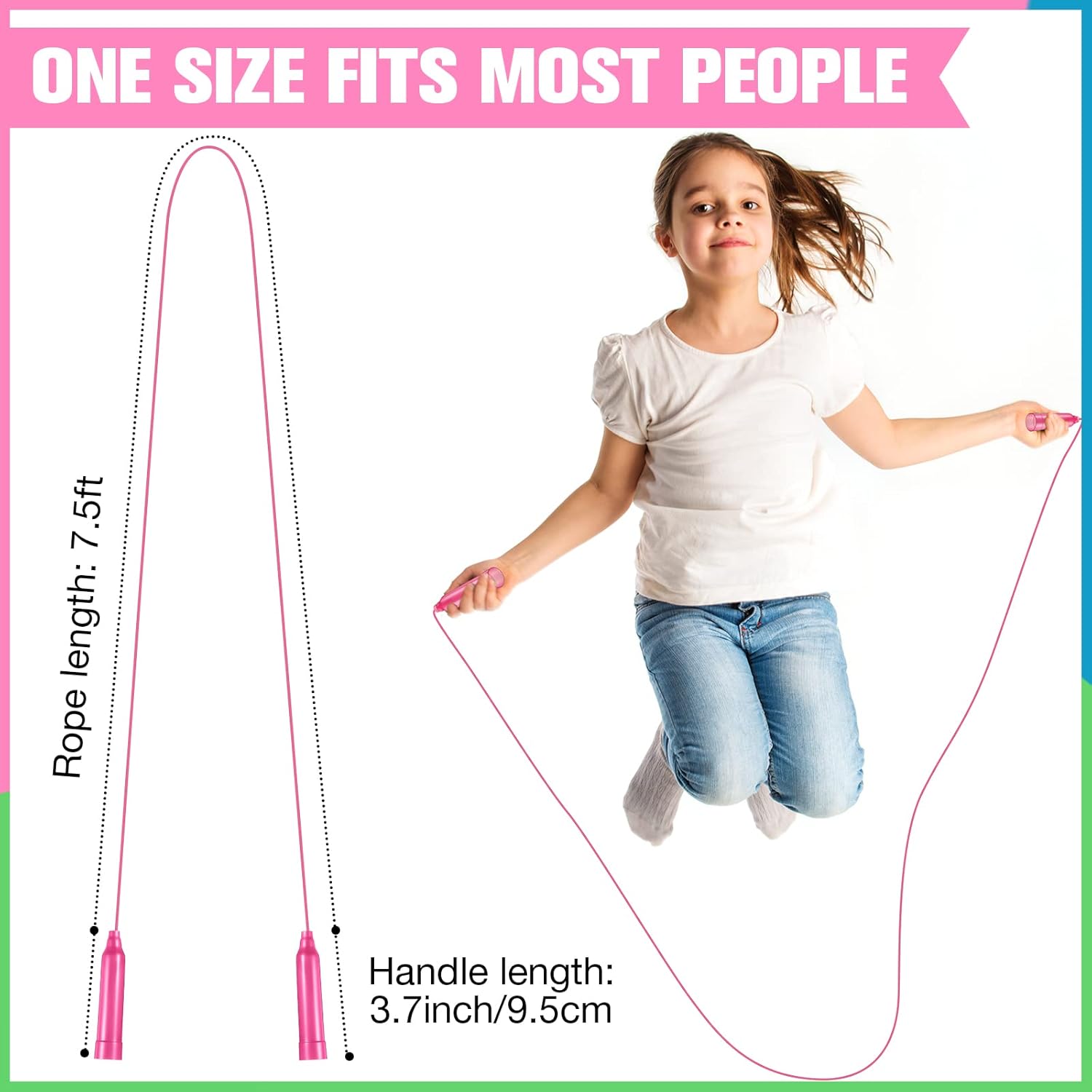 Yunsailing 30 Pcs Colorful Jump Ropes Bulk Plastic Jump Ropes for Kids 7.5 ft AdjustableJ umping String Outdoor Speed for Sports Birthday Party Activities (Multicolor) - Image 4