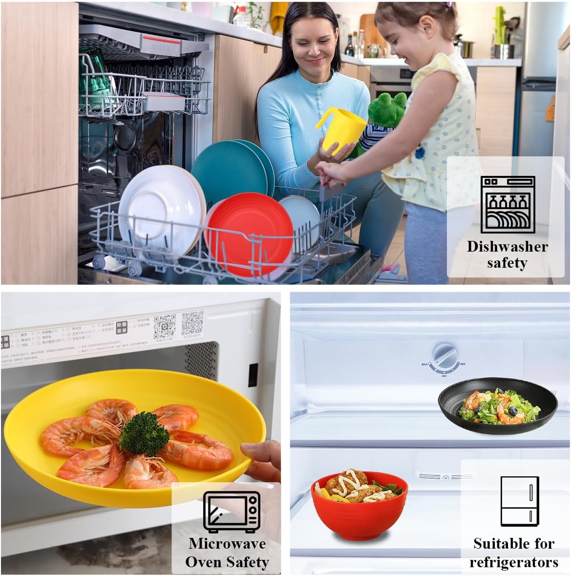 Berglander Plastic Dinnerware Sets 24pcs Service for 6, DE Color Reusable Plates and Bowls Sets, Dish Set Include Dinner Plates, Dessert Plate, Cereal Bowls, Cups for Home, Garden, Picnic, Camping - Image 6