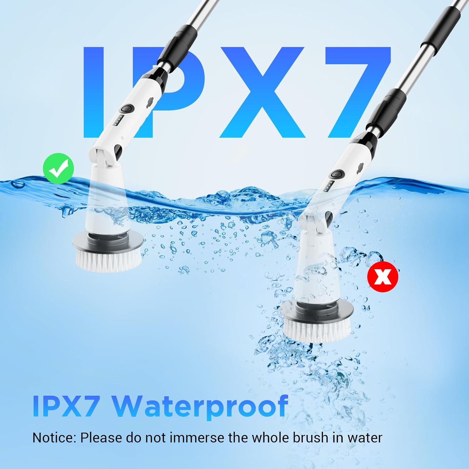 Electric Spin Scrubber, 2024 New Bathroom Cleaner, Power Shower Cleaning Brush with Extendable Handle & 4 Brush Heads, Shower Scrubber for Bathtub Tile Grout Kitchen Window and Floor - Image 8