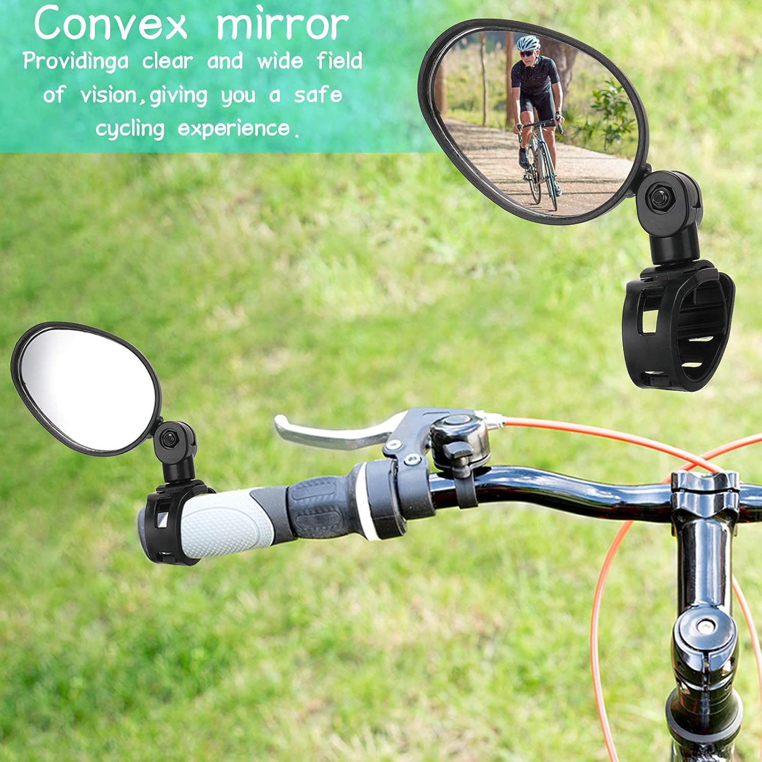 Hestya 2 Pcs Bike Mirror 360 Degree Adjustable Safe Rotatable Handlebar Mirror Bicycle Accessories Shockproof Acrylic Convex for Mountain Road Bike - Image 4