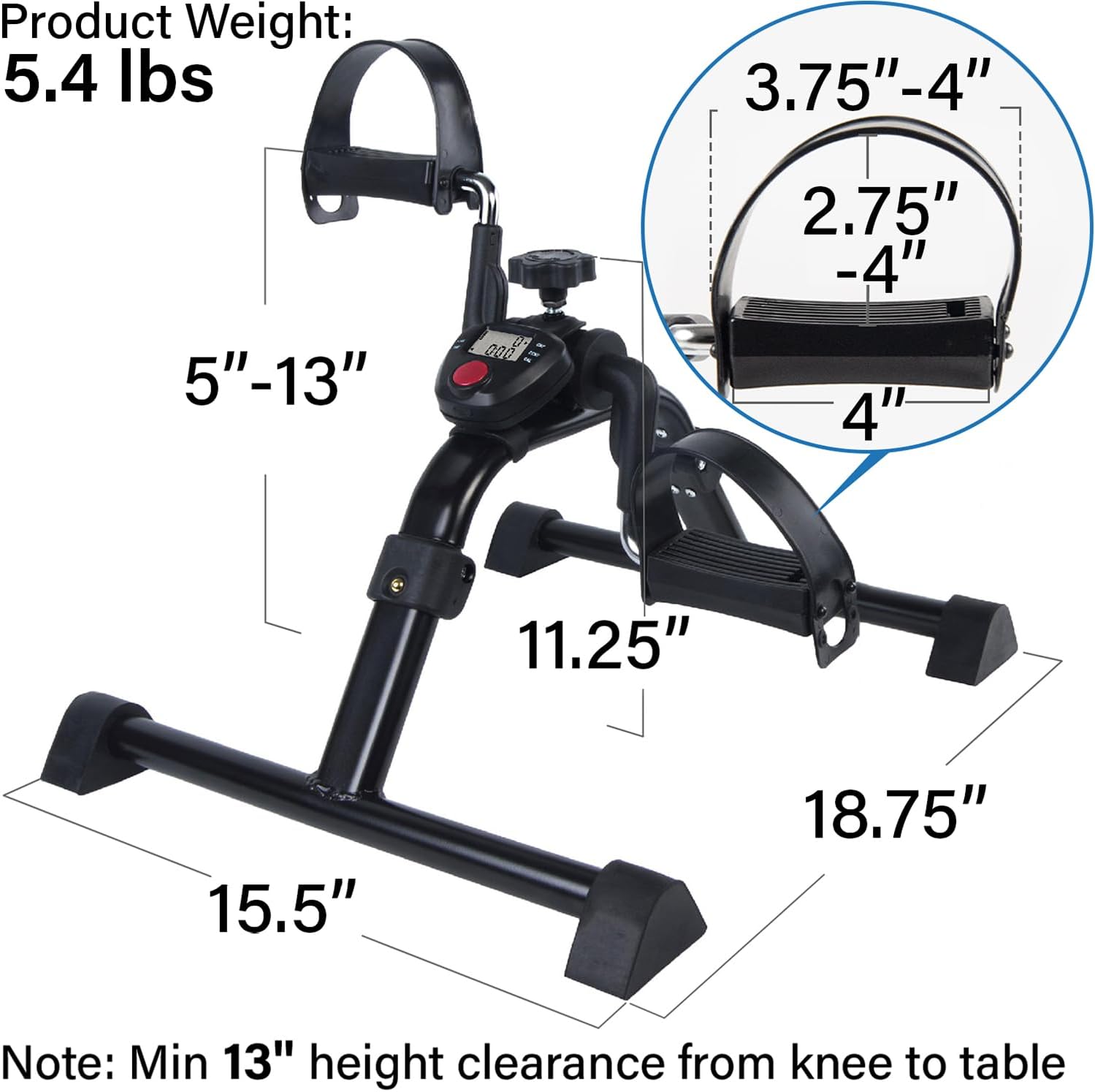 Vaunn Desk Bike Pedal Exerciser with Electronic Display for Indoor Physical Therapy - Image 6