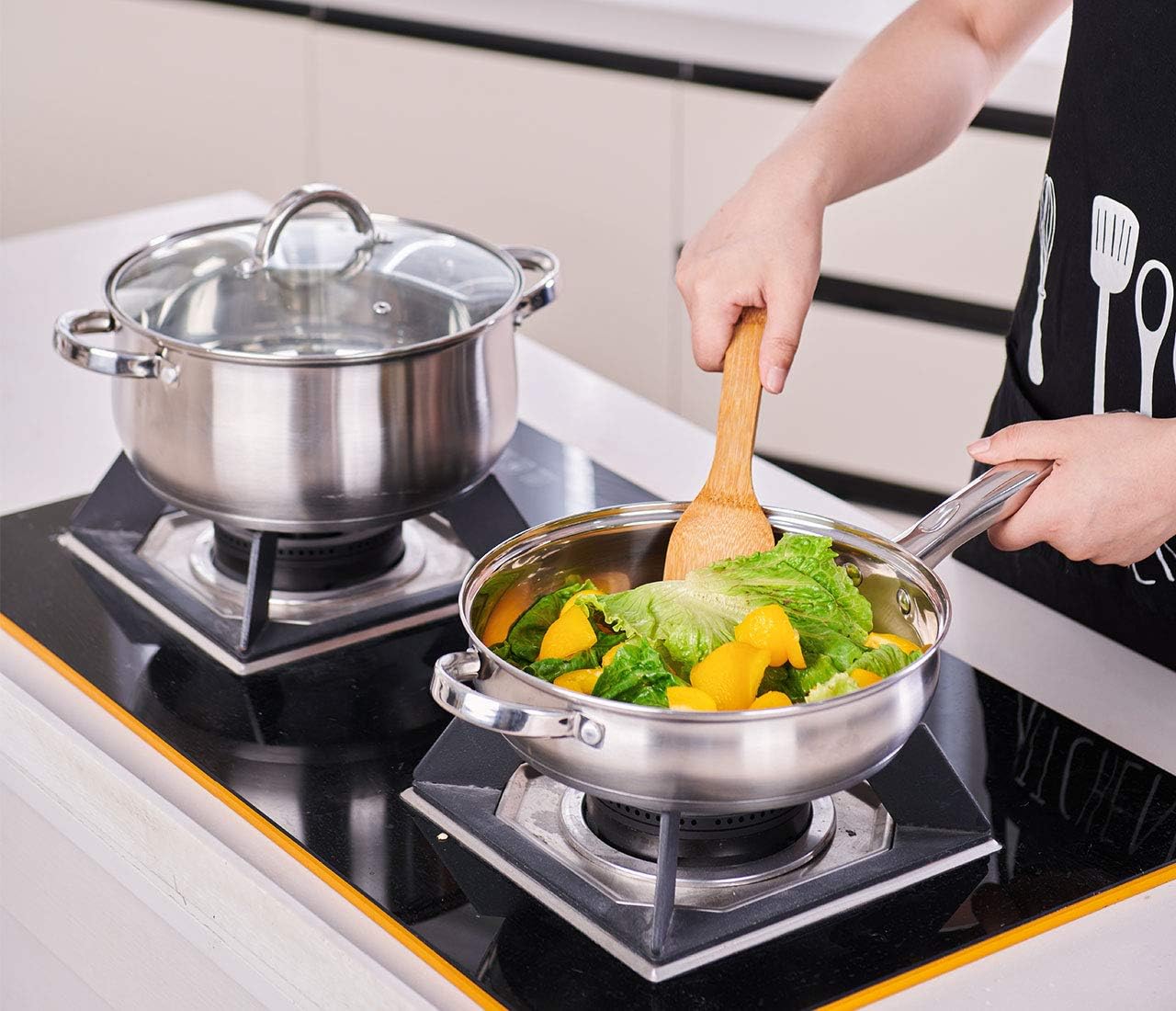 Heim Concept Cookware Set W-001 12-Piece Stainless Steel Pots and Pans Set, Kitchen Cooking Set with Glass Lid - Image 3
