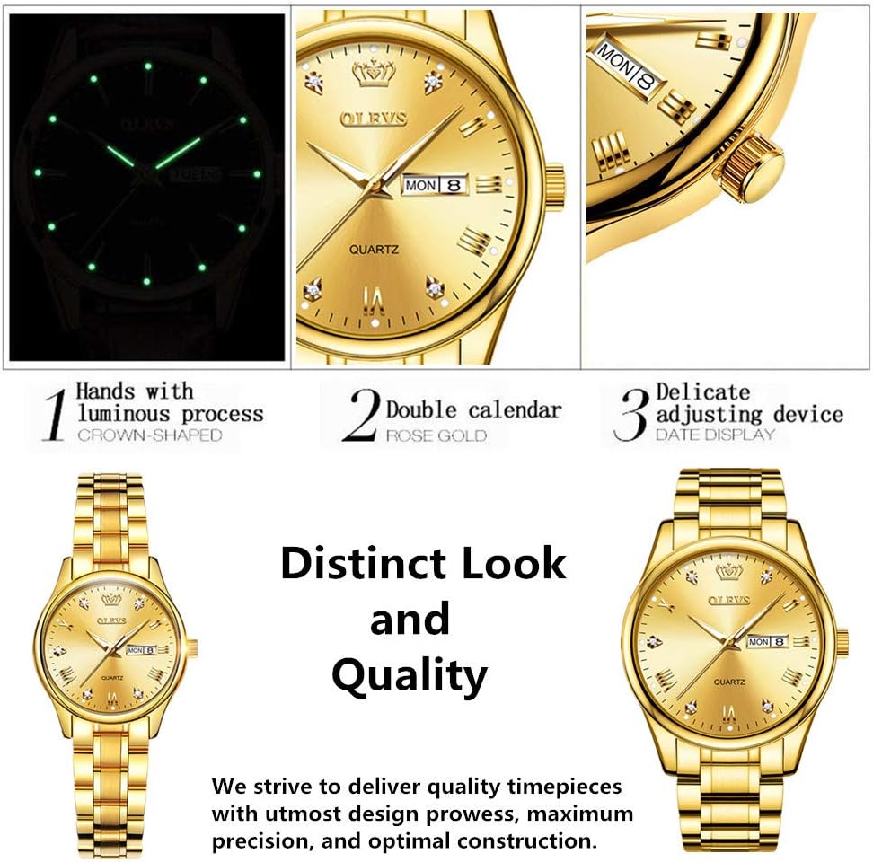 OLEVS Classic Watches for Women Analog Quartz Watch Stainless Steel Rugged Waterproof Watches Roman Numeral Unique Calendar Date Business Wrist Watch - Image 4