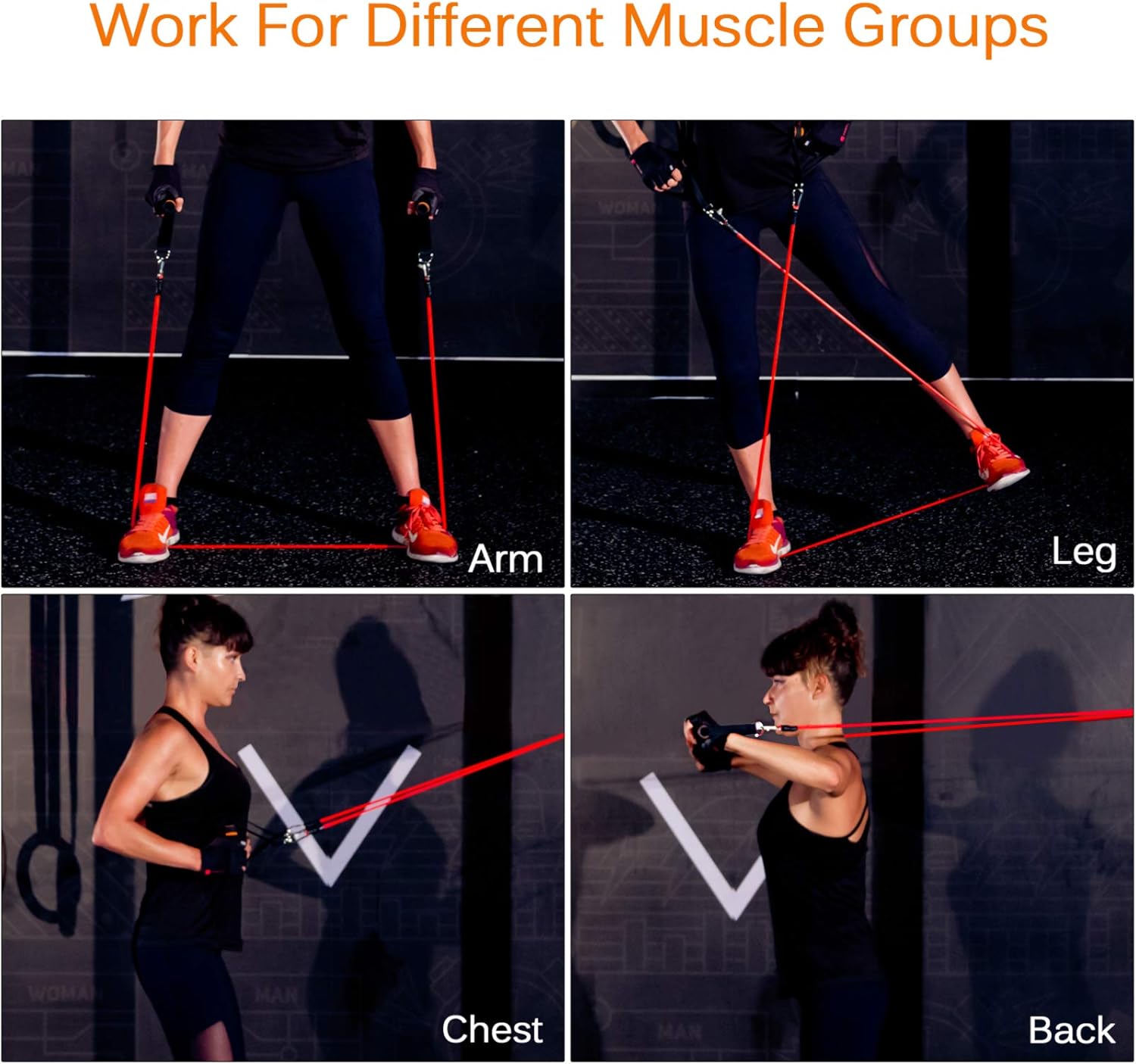 Resistance Bands Set, Workout Bands with Handles, Door Anchor, Ankle Straps and Carry Bag, Exercise Bands for Shape Body and Home Workouts - Image 8