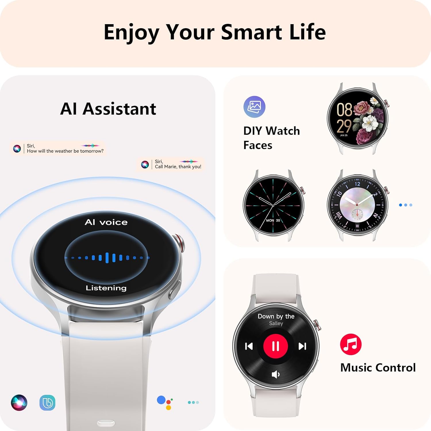 aeac Smart Watch for Men Women, AMOLED Ultra-Clear Screen Fitness Trackers with Heart Rate/Sleep/SpO2 Monitor, Smartwatch for iPhone/Samsung/Android, 110+ Sport Modes Waterproof Reloj Inteligente - Image 7