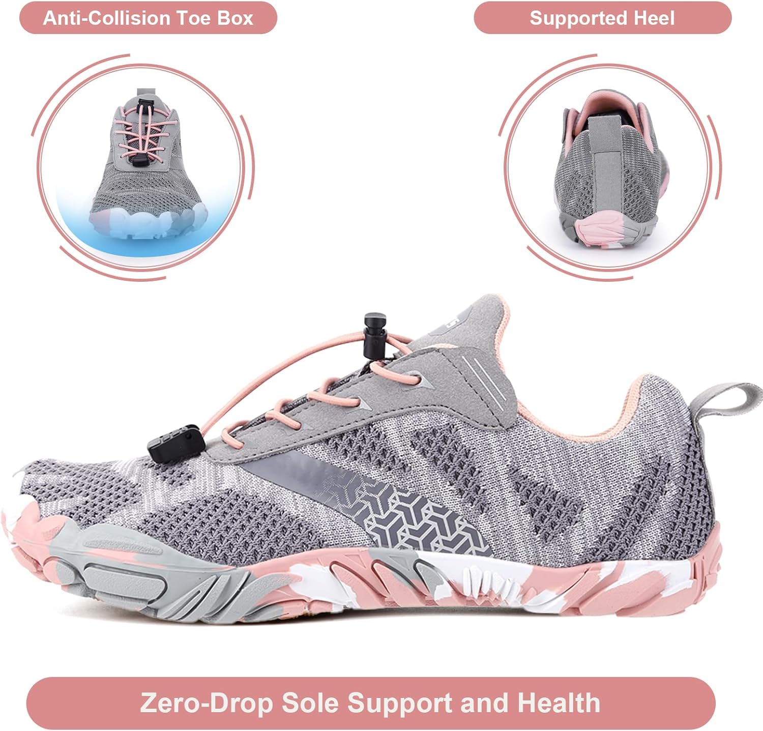 Hike Barefoot Shoes Women Men Non-Slip Healthy Barefoot Shoes Womens Mens Breathable Fashion Trail Rnning Hiking Shoe Womens Mens Wide Toe Zero Drop Shoe - Image 4