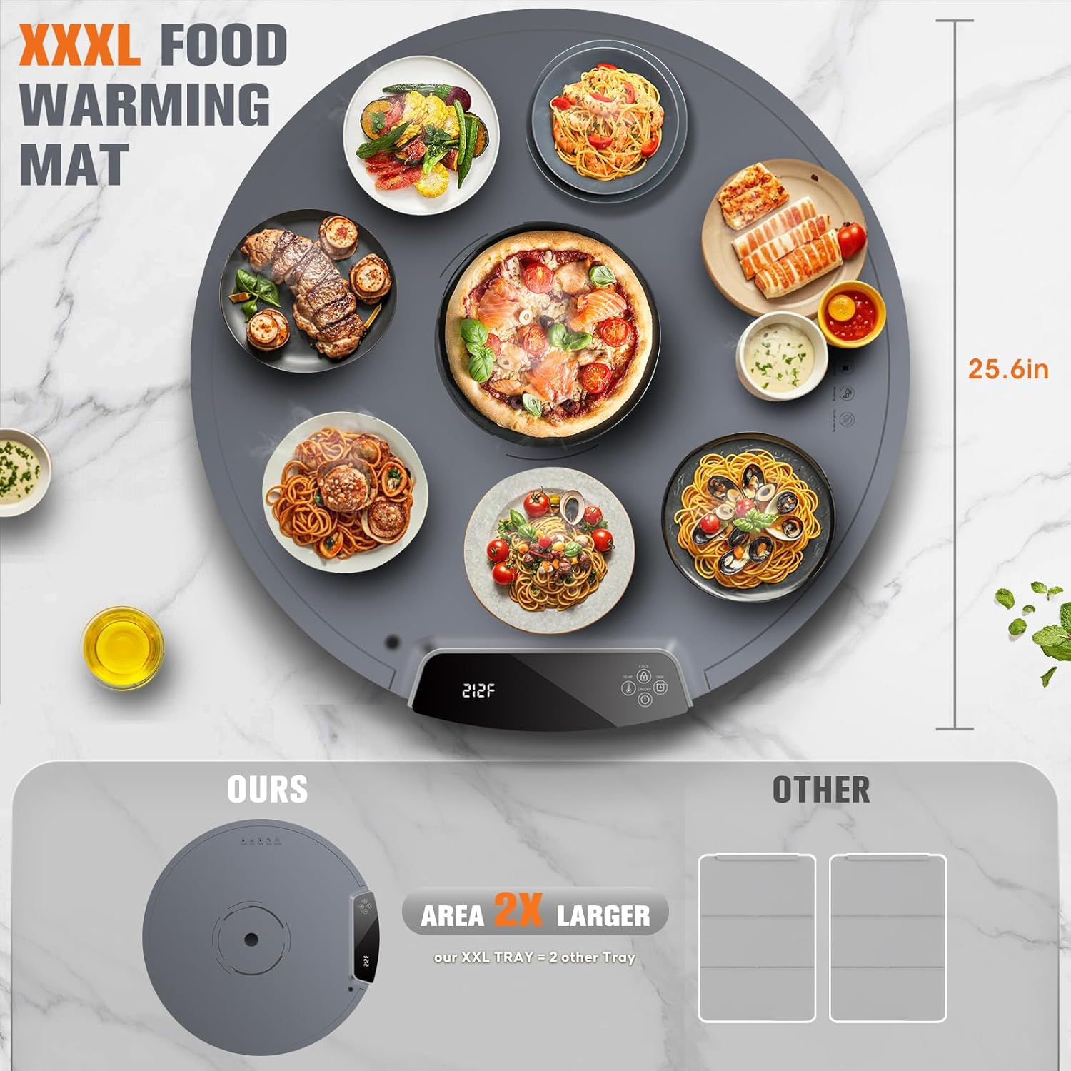 Upgraded Warming Mat for Food,Extra Large Food Warming Mat,Roll Up Electric Warming Tray,Silicone Food Warming Mat for Buffet,11 Temp Settings&9 Hrs Timer, Food Warmer Mat for Parties(Round) - Image 7