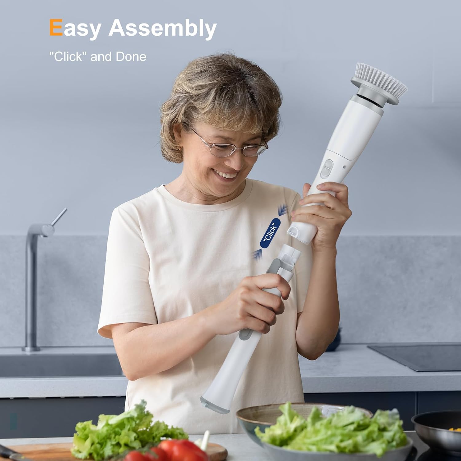 LABIGO Electric Spin Scrubber LA2 Pro, Shower Power Cleaning Brush with Display and 4 Replaceable Heads,2 Adjustable speeds, 3 Extension Handle, for Bathroom Floor Tile - Image 8
