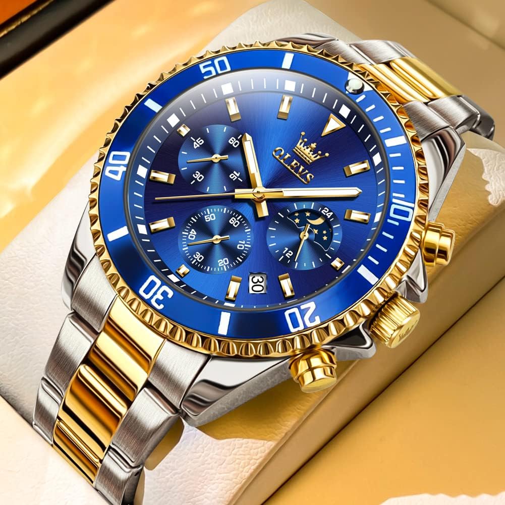 OLEVS Mens Watches Big Face Stainless Steel Waterproof Date Analog Quartz Watches Fashion BusinessWrist Watches for Men… - Image 3