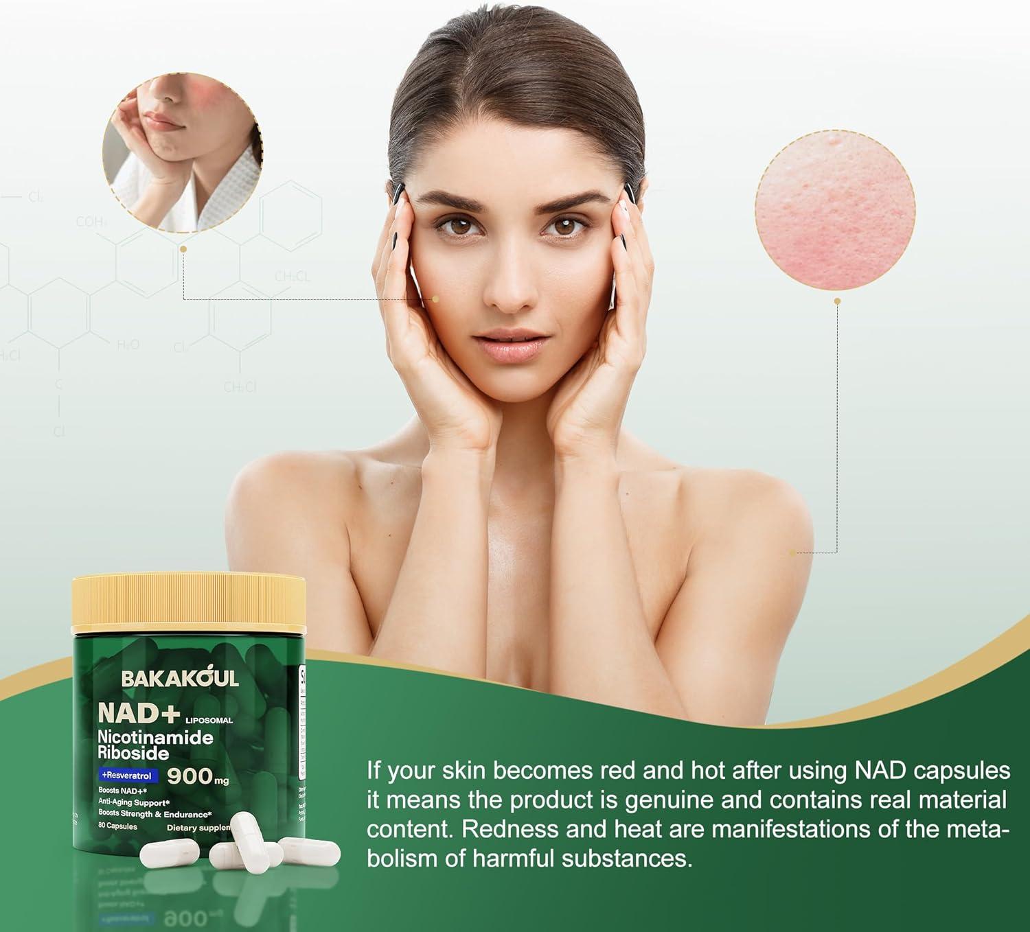 NAD Supplement - Liposomal Nicotinamide Riboside, Resveratrol, Quercetin, NAD Nicotinamide Riboside Resveratrol 900mg, NAD+ Supplement for Men and Women, 80 Capsules 1 Pack - Image 7