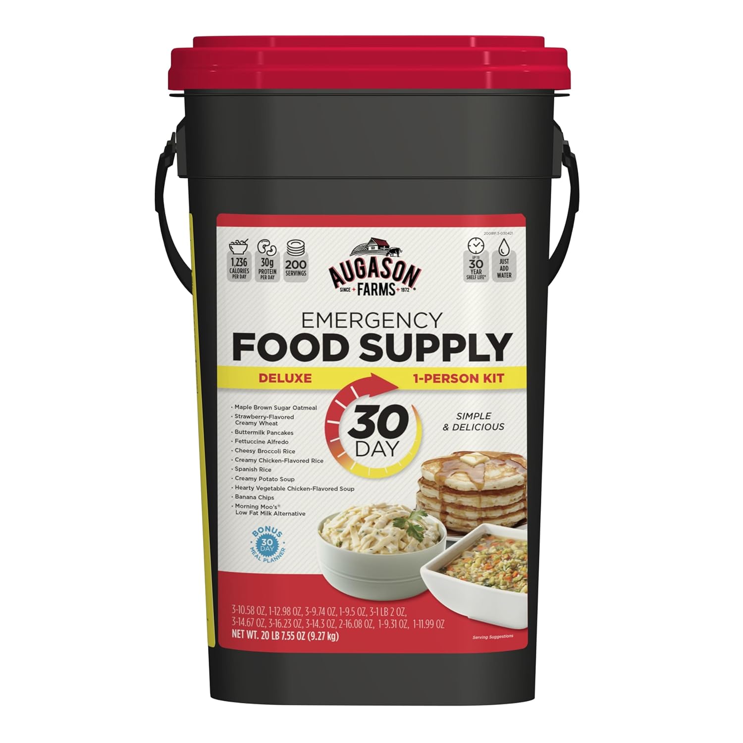 Augason Farms 30-Day 1-Person Standard Emergency Food Supply Kit, Survival Food, Just Add Water, 200 Servings - Image 2