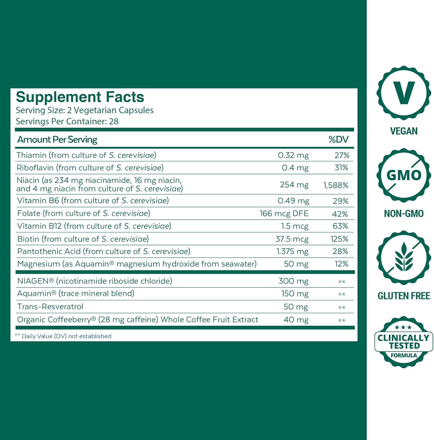 Qualia NAD Supplement — Clinically Proven to Boost NAD+ up to 67%. Optimized Aging, Energy, Focus. Elite NAD+ Booster Ingredients: Nicotinamide Riboside (NIAGEN,) Niacin, Niacinamide (1 Month Supply) - Image 3