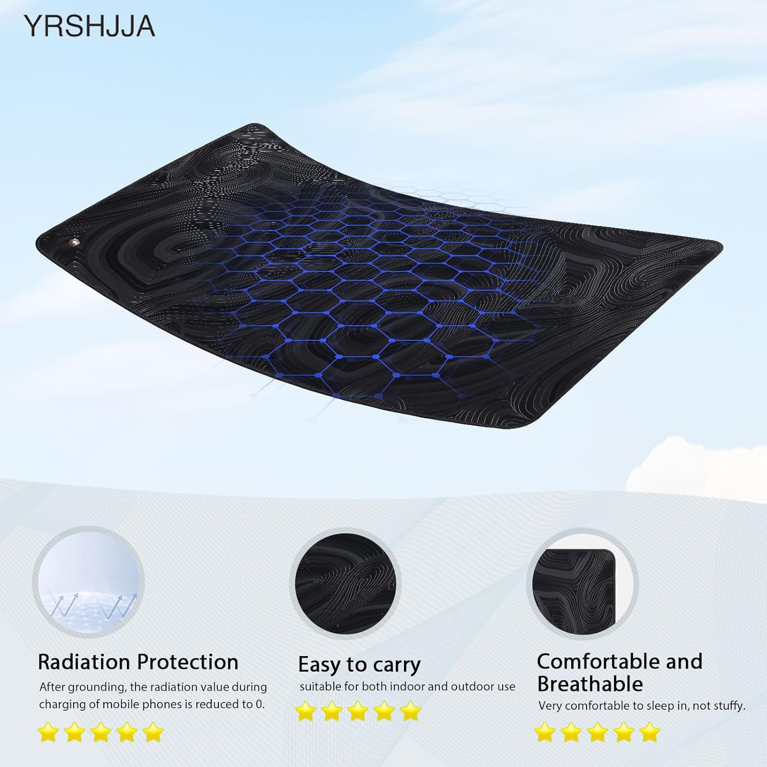 Grounding Mat for Sleep, Energy, Balance, Earth Connected Therapy.Pain and Stress Relief, Enjoy The Grounding Effect Indoors,Grounding Wrist Strap,Geometry Grounding Mat Kit (23.6x13 Inch) - Image 4
