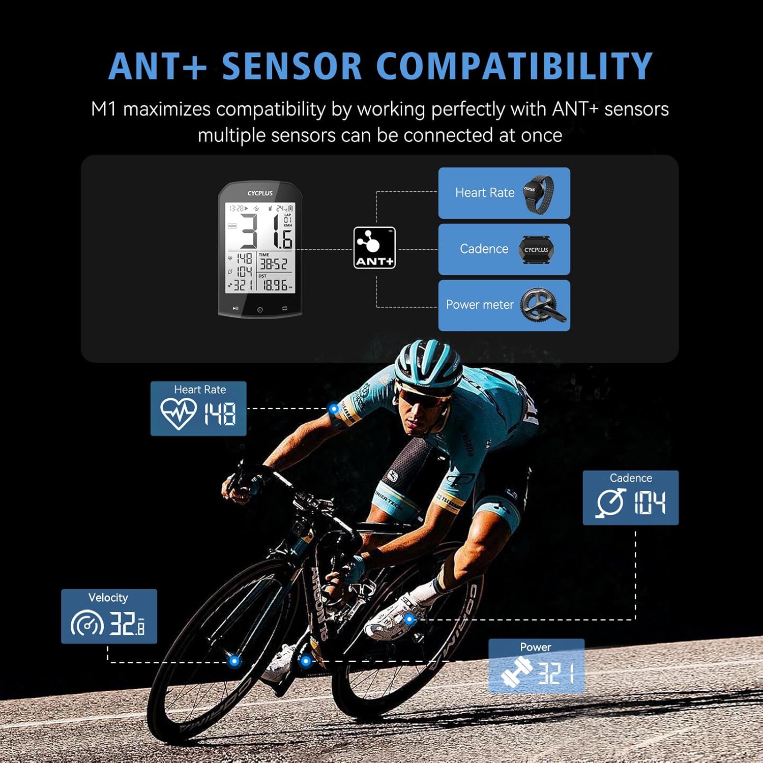 CYCPLUS GPS Wireless Bike Computer, Cycling Computer GPS with Bluetooth/ANT+, Bike Speedometer with 2.9 LCD Screen, Auto Backlight IPX6 Waterproof (New Upgraded) - Image 9