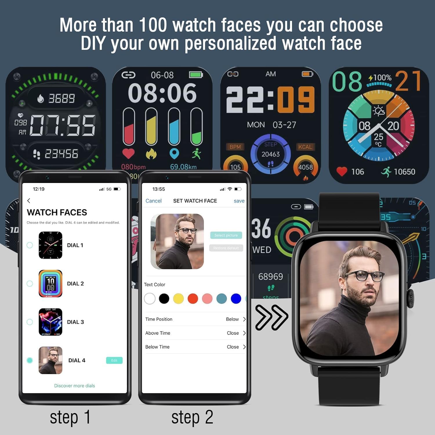 Smart Watch for Men Women (Answer/Make Calls) 1.83" Smartwatch for Android iOS Phone Compatible IP67 Waterproof Fitness Activity Tracker Watch Heart Rate Sleep Blood Pressure Monitor - Image 7