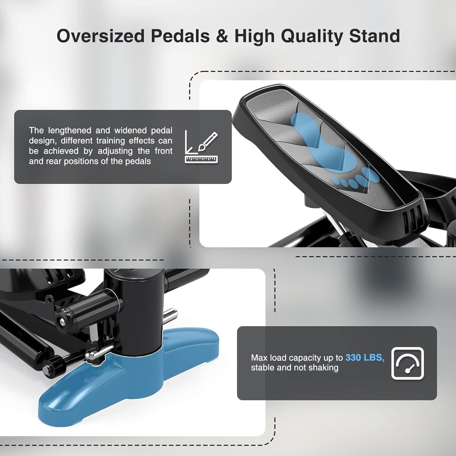 Steppers for Exercise at Home, Mini Aerobic Stepper, Hydraulic Fitness Stair Stepper with Resistance Bands and LCD Monitor, Twist Stepper, Stair Stepper with 330lbs Loading Capacity - Image 4