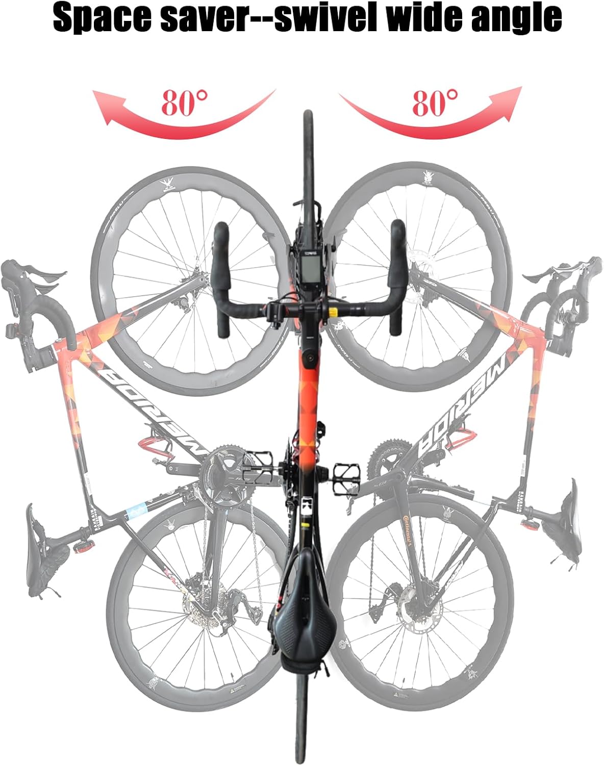 Bike Wall Mount Vertical, Swivel Bike Hangers For Garage, Bike Rack Garage Wall, Bicycle Hooks, Garden Indoor Outdoor Storage, All Metal (1Pack) - Image 3