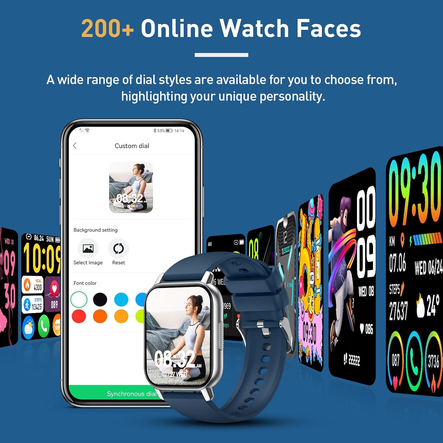 Smart Watch for Men Women, 1.85” Smartwatch (Answer/Make Calls), 112 Sports Modes Fitness Watch, IP68 Waterproof Watches Heart Rate/Sleep Monitor, Pedometer, Activity Tracker for Android iOS, Blue - Image 7