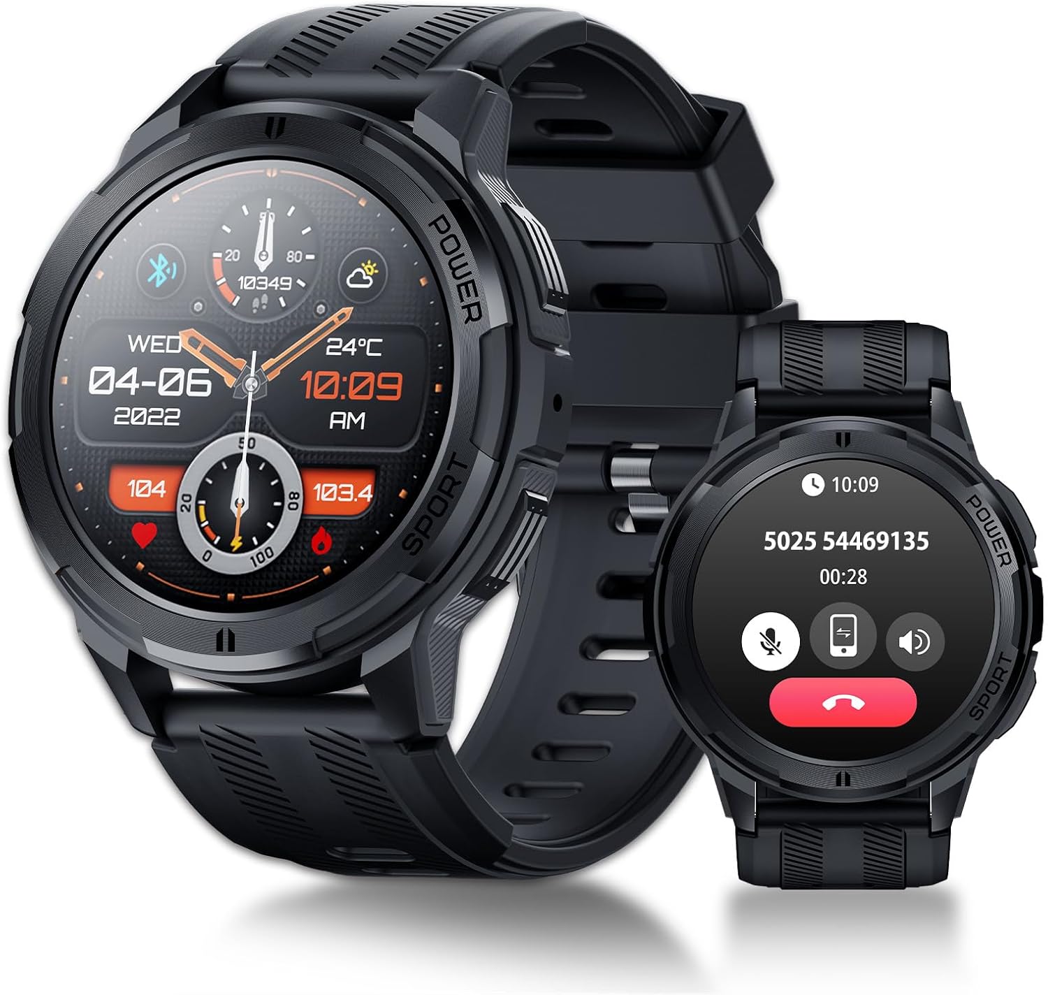 OUKITEL Smart Watch, 5ATM Waterproof Military Smart Watches for Men with Bluetooth Call (Answer/Dial Call), 1.43'' Outdoor Tactical Fitness Tracker Watch with 123 Sports Moeds for Android iOS Phone - Image 2
