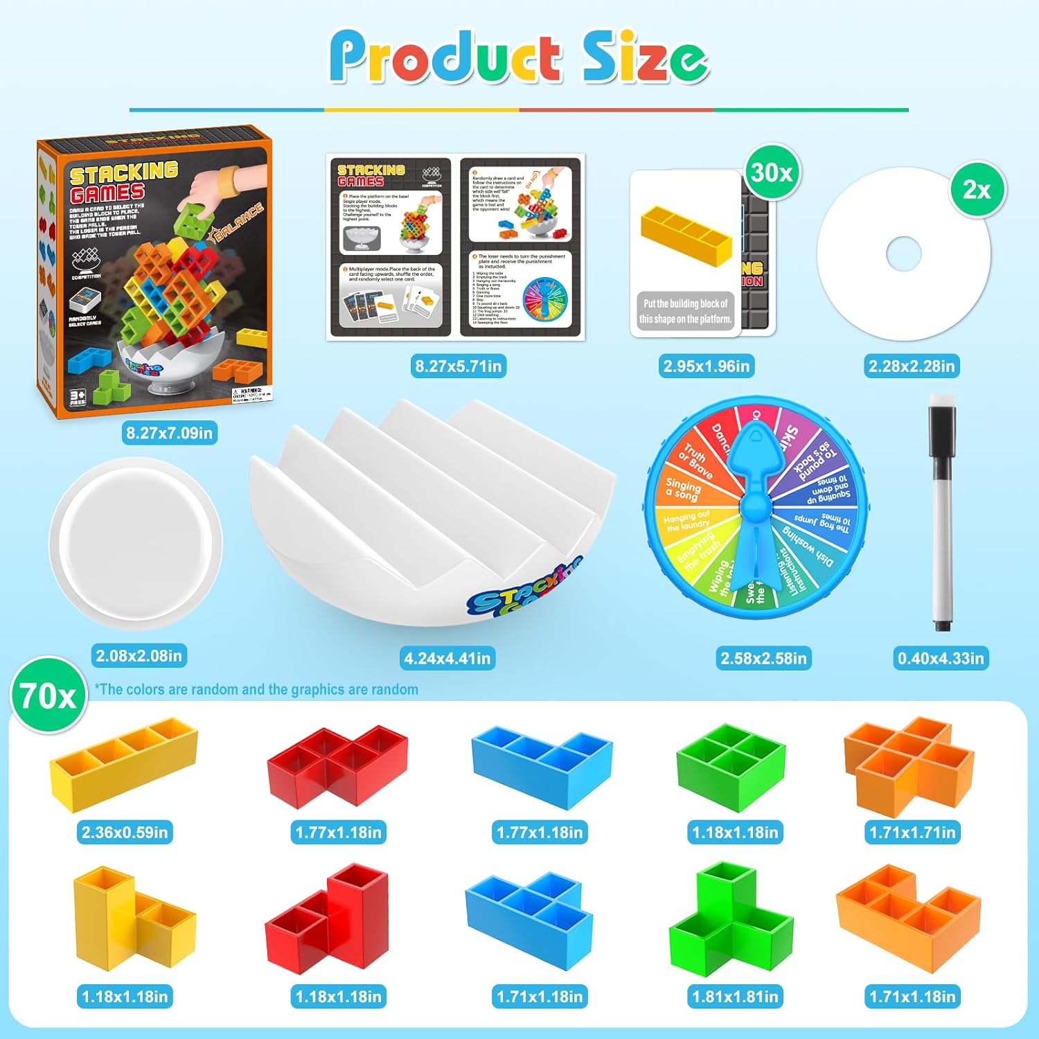 70Pcs Tetra Board Game for Adult & Kids 4-8 8-12, Team Building Blocks Stack Attack Game, Stacking Balance Toy for Family Friend Easter Basket Stuffers - Image 4