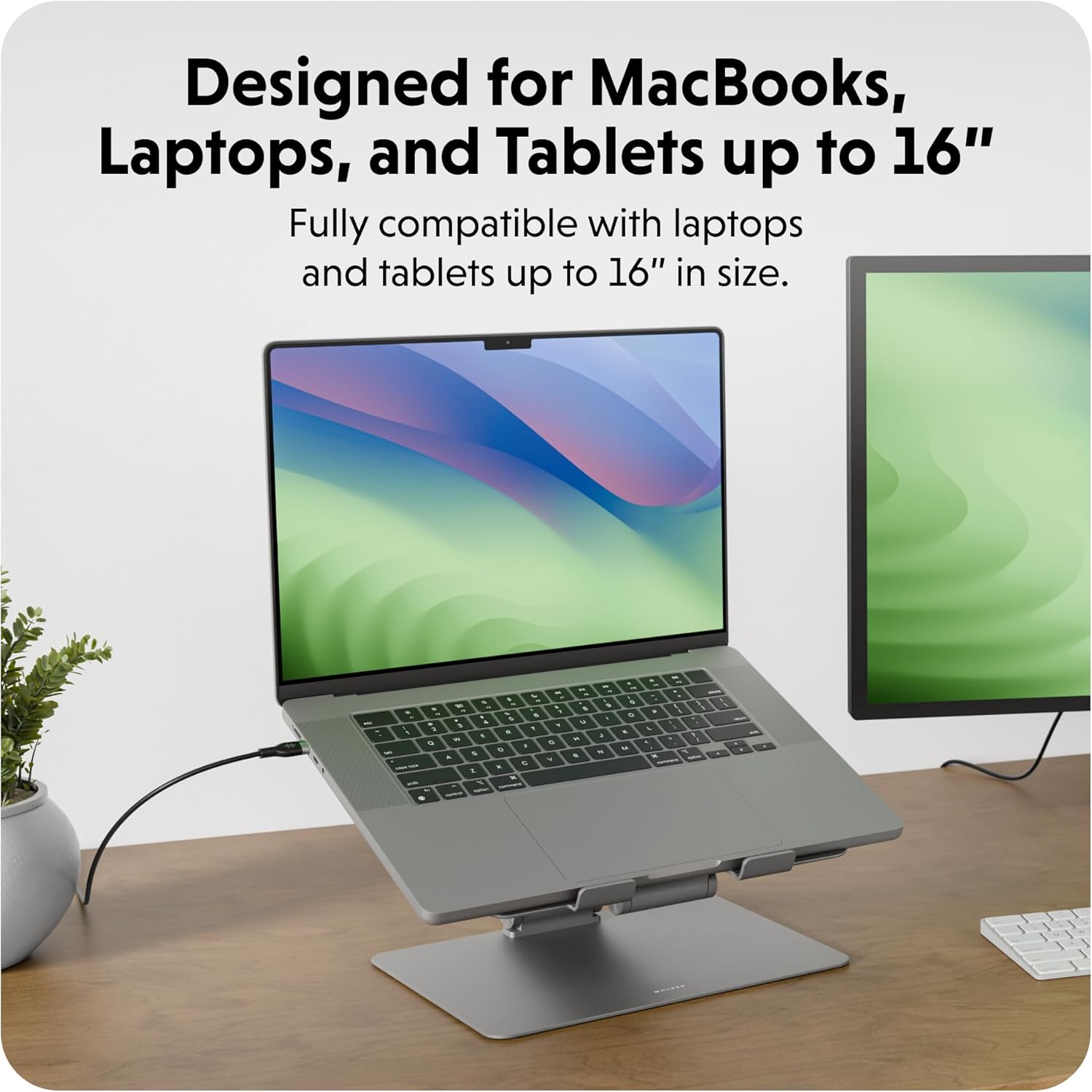 Hyperspace Adjustable Laptop Stand — Sleek, Foldable, Portable Aluminum Laptop Stand for 16” Devices — Height Adjustable to 22”, Optimal Cooling, Non-Slip Grips - Image 8