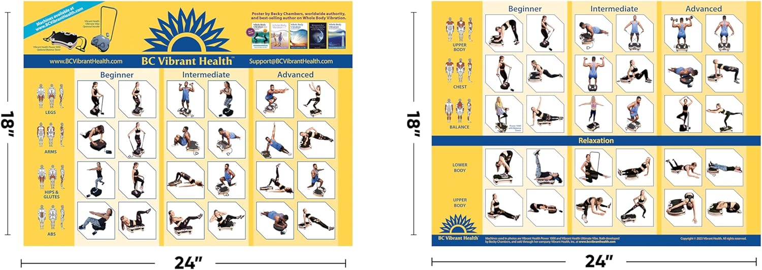 Full Body Vibration Poster Whole Body Vibration Plate Exercise Chart Workout Poster for Vibration Plate Exercise Machine - Image 3