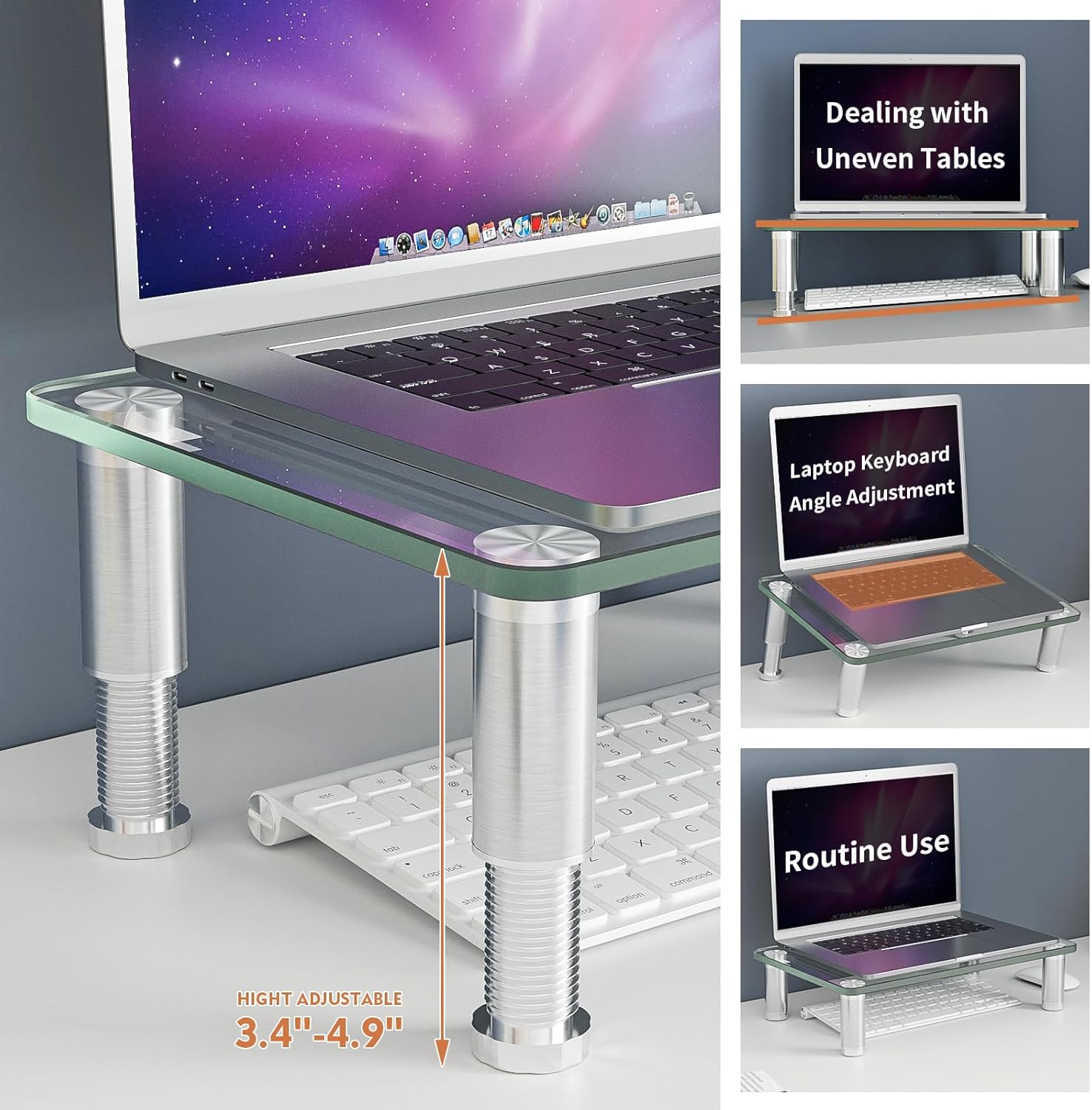 2 Pack Computer Monitor Riser with Height Adjustable Multi Media Desktop Stand for Flat Screen LCD LED TV, Laptop/Notebook/Xbox One - Image 3