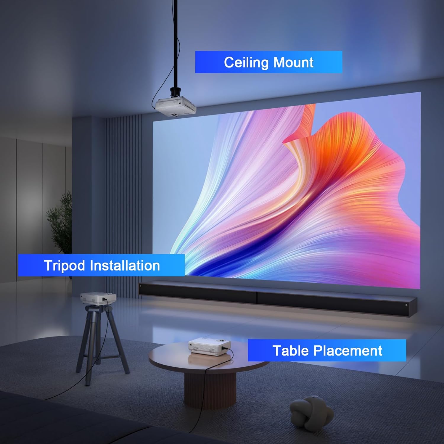 AuKing Mini Projector with WiFi and Bluetooth, 2025 Upgraded 1080P HD Projector, 200'' Portable Movie Projector, Compatible with HDMI/USB/VGA/AV/Smartphone/TV Box/Laptop(White) - Image 9