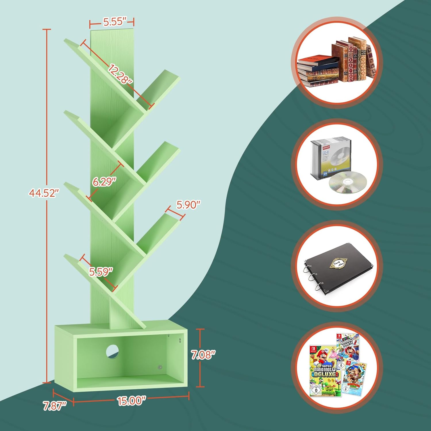 Yoobure Tree Bookshelf - 6 Shelf, White Night Stand - Image 8