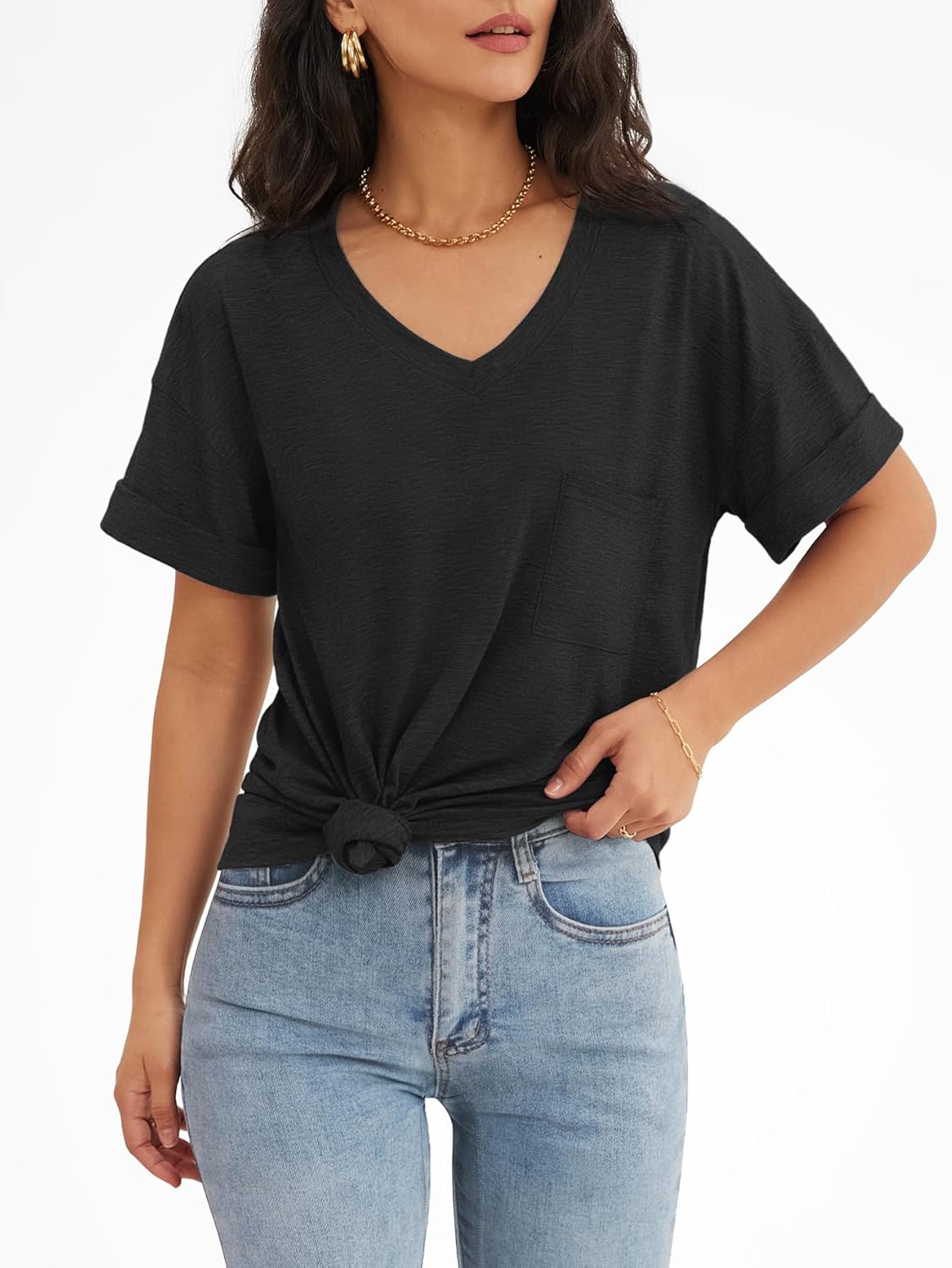 ATHMILE Womens T Shirts 2025 Short Sleeve V-Neck Shirts Cute Fit Summer Casual Tee Tops S-XXL Beach - Image 5