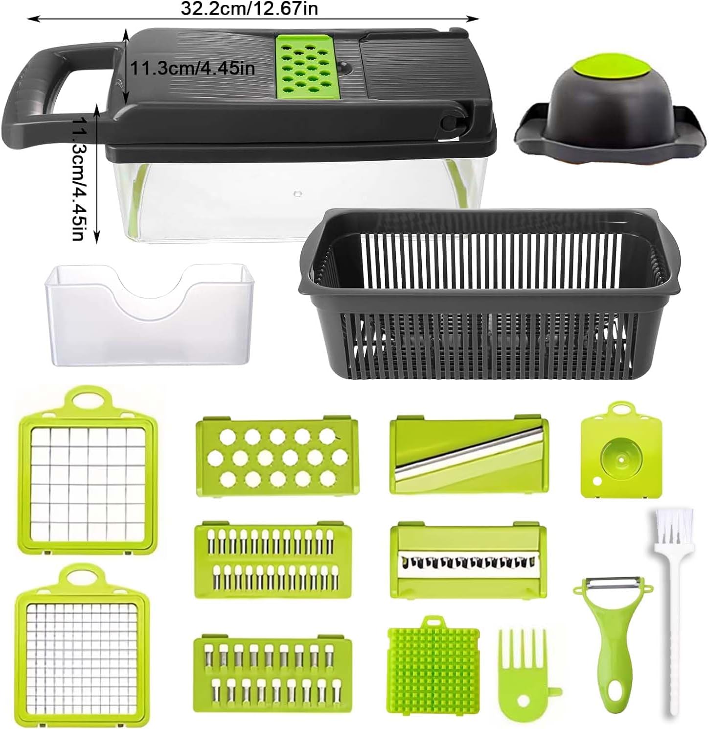Vegetable Chopper,17 in 1 Kitchen Gadgets Accessories,Food Salad Chopper Vegetable Cutter,Mandolin,Onion Veggie Chopper with Container,Vegetable Slicer,Dicer Chopper Box for Fruit,Potato,Tomato - Image 3