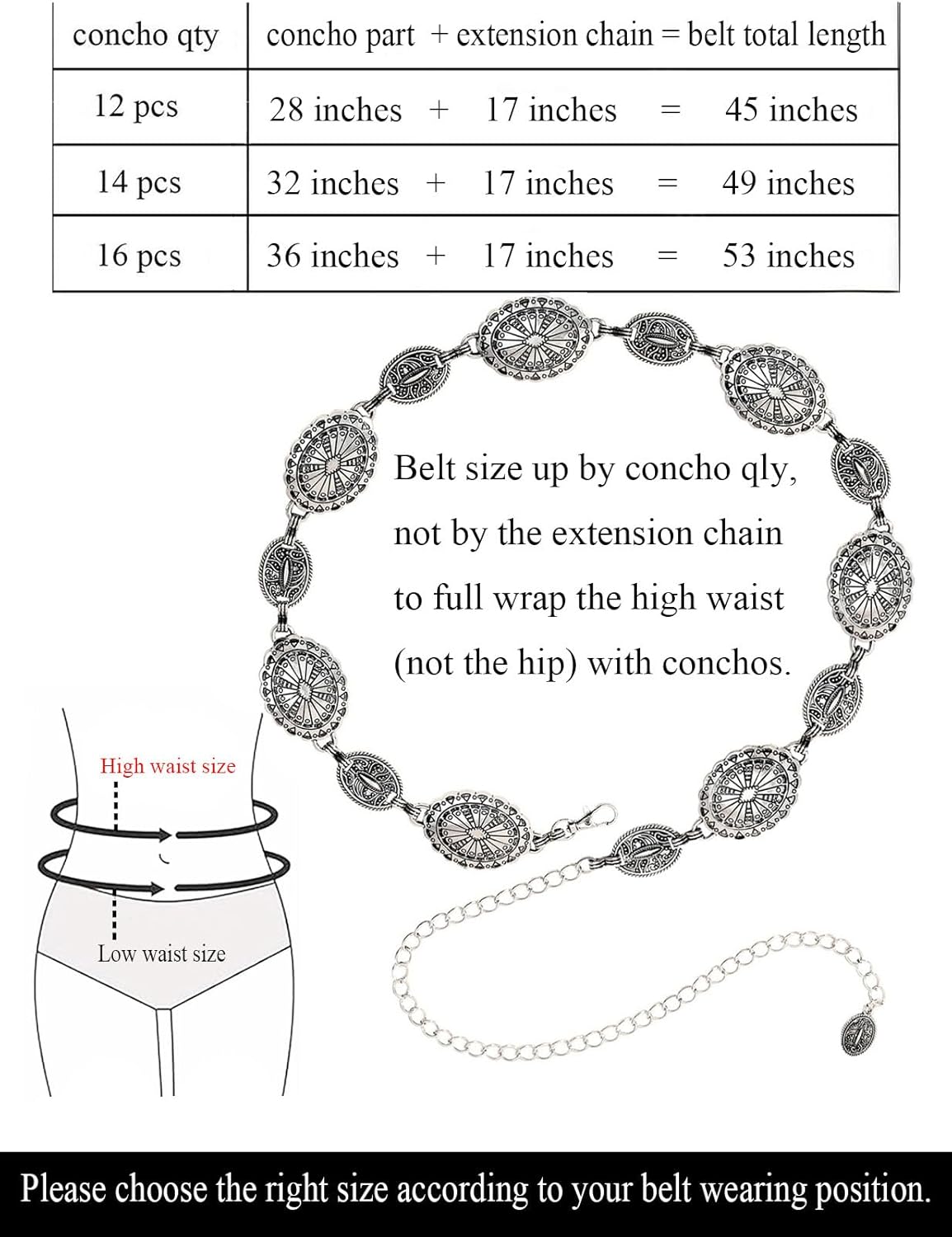 TOPACC Western Metal Concho Belt for Women Cowgirl Chain Belts for Dresses Jeans Country Concert Outfit - Image 5