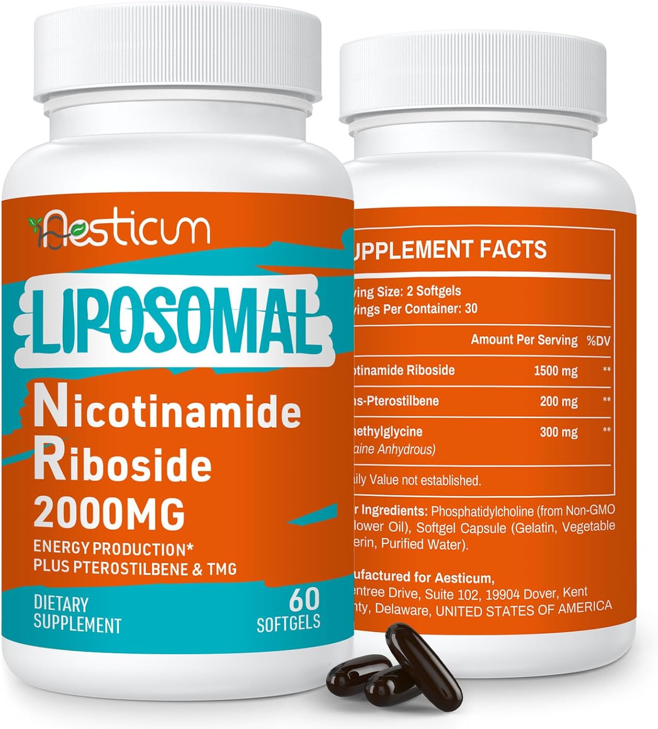 2000 MG Liposomal Nicotinamide Riboside Supplement, High Absorption, NAD+ Boosting Supplement with TMG and Pterostilbene, Superior to Niacinamide for Cellular Energy, and Age Resist, 120 Softgels - Image 2