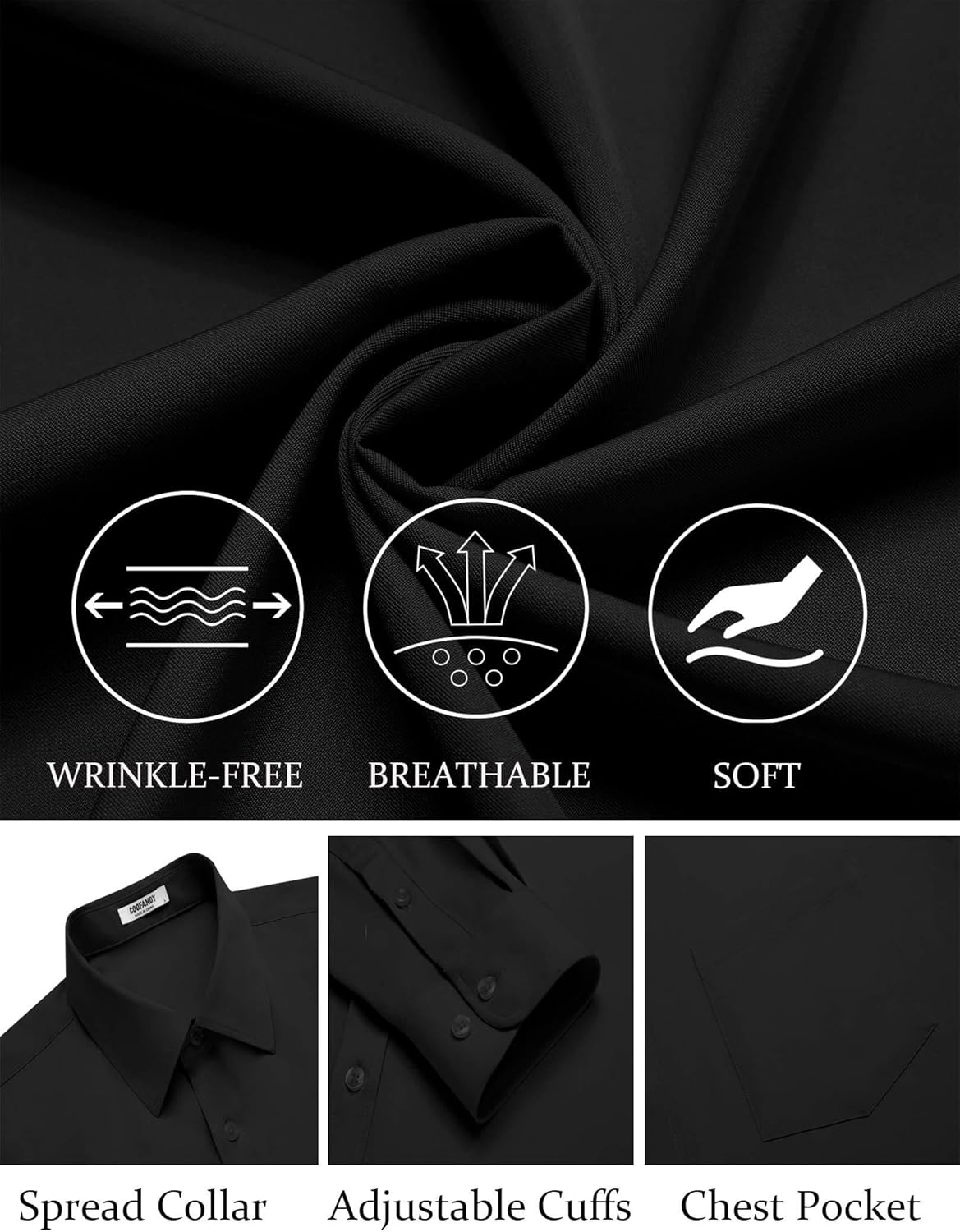 COOFANDY Mens Dress Shirts Wrinkle Free Long Sleeve Button Down Shirt Formal Business Shirts - Image 6