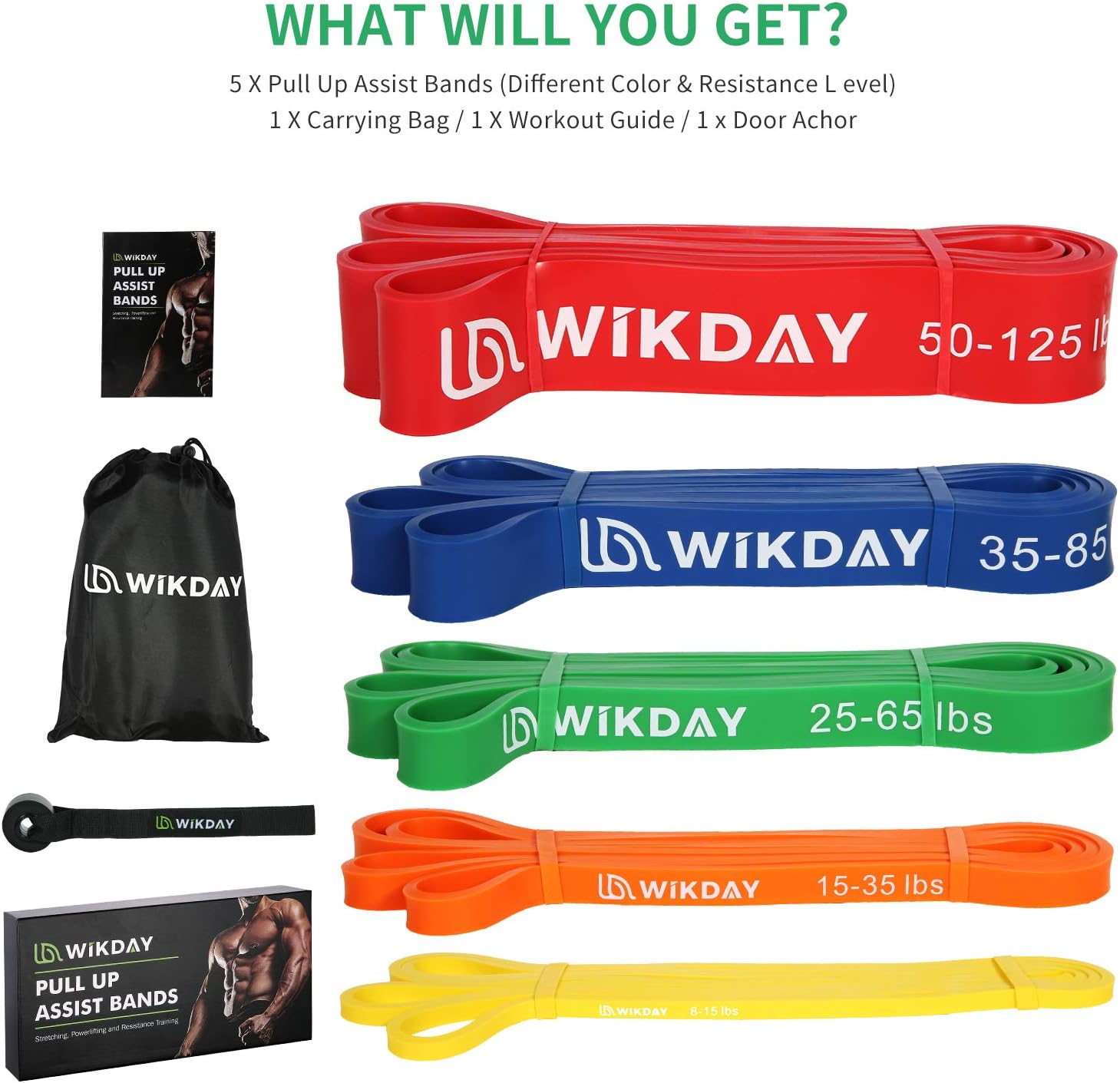 Resistance Bands, Pull Up Bands, Workout Bands for Exercise, Thick Heavy Resistance Band Set with Door Anchor, Elastic Bands for Body Stretching, Crossfit Training at Home/Gym Men & Women Women - Image 3