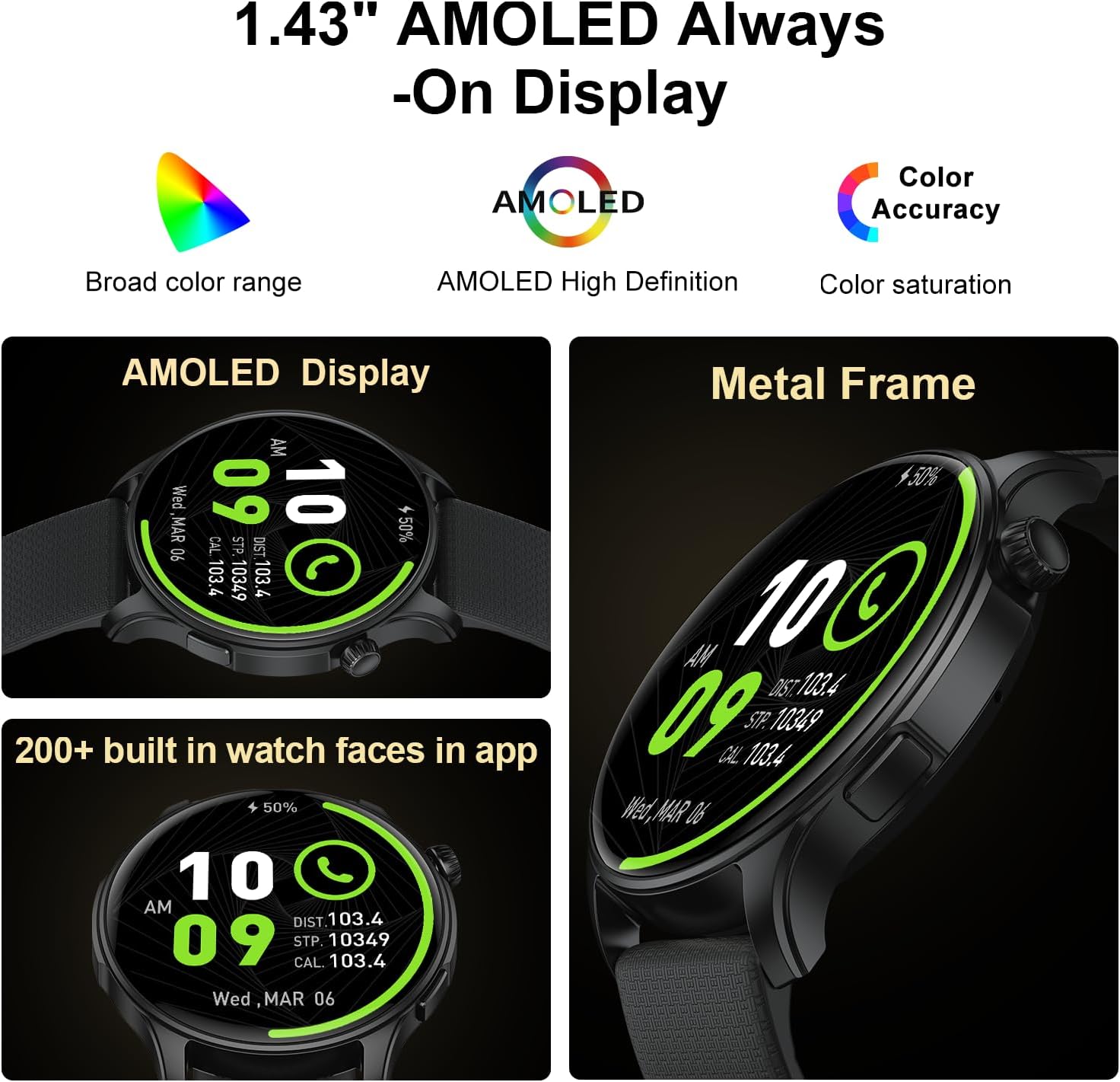 Smart Watch for Men Women Fitness: Waterproof Make/Answer Call Smart Watches for Men Digital Mens Watches Run Smartwatch Android Phones iPhone Samsung Compatible Heart Rate Monitor Step Tracker Black - Image 7