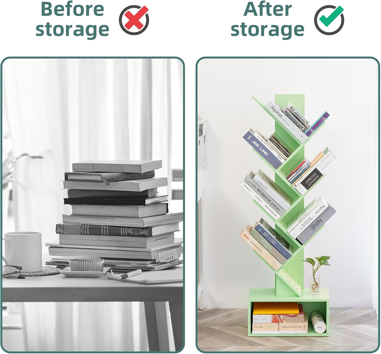 Yoobure Tree Bookshelf - 6 Shelf, Farmhouse Nightstand - Image 10