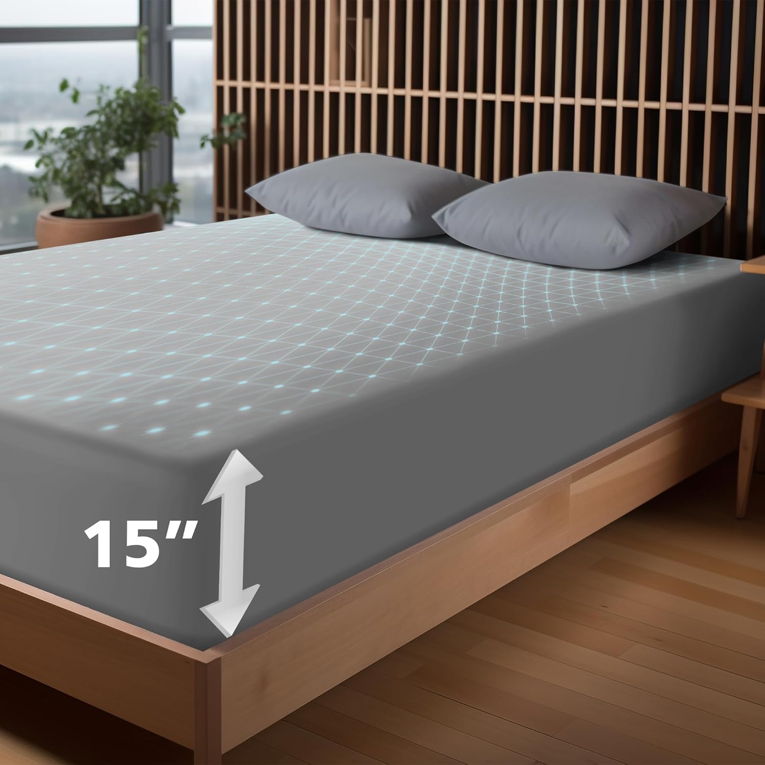 Grounding Sheet, 90% Organic Cotton+10% Pure Silver Organic Fitted Grounded Sheet for Improved Sleep, Pain Relief - Earth Connected Bedding (Gray, (78.4 * 80.2 * 15inch)) - Image 7