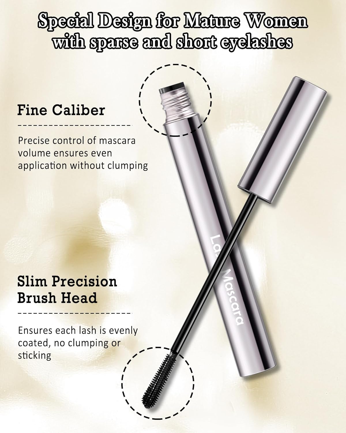 Brown Mascara for Older Women 60 Plus, Tube Máscara Volume and Length for Mature Women with Thinning Lashes, Hypoallergenic Prime Mascara for Sensitive Eyes, Non Clumping Waterproof Long Lasting-02 - Image 4