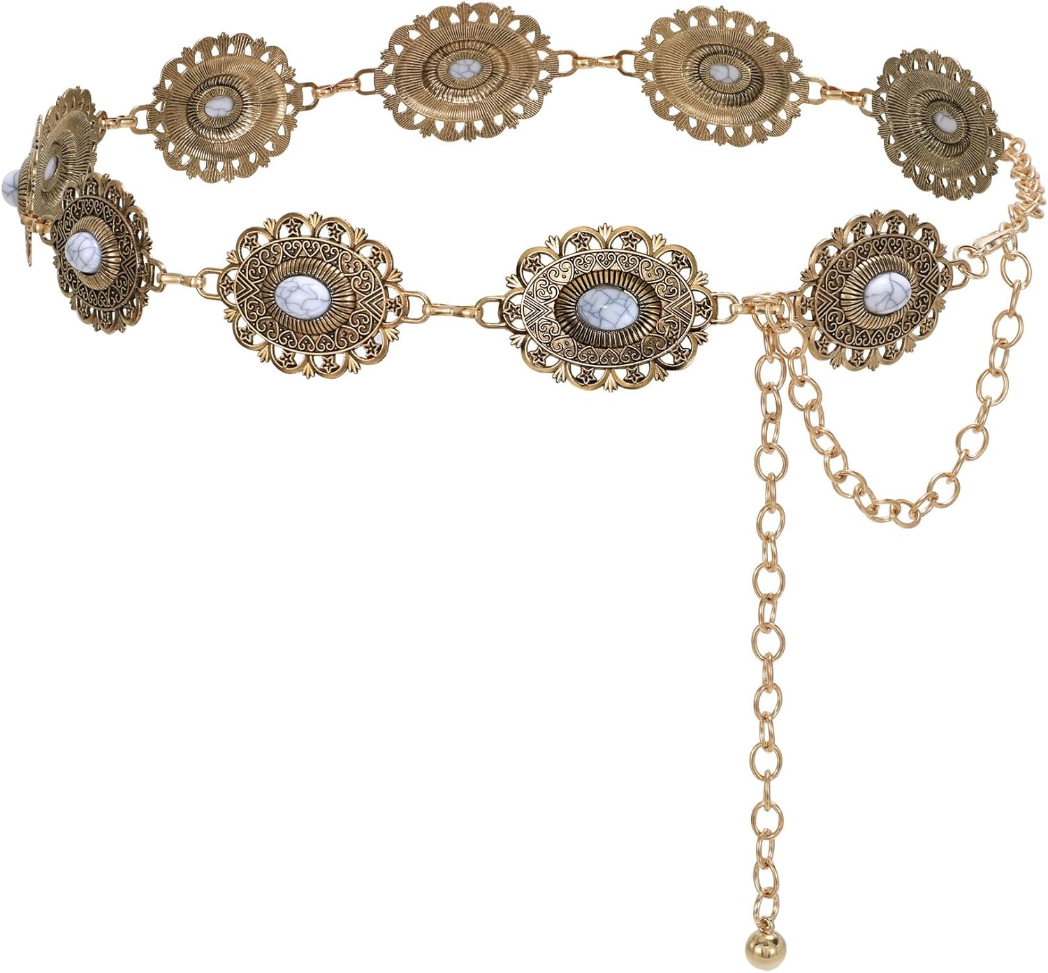 JASGOOD Western Metal Concho Belt for Women Cowgirl Waist Chain for Women Dress Pants - Image 2