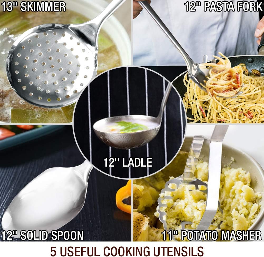HOMI CHEF 14-Piece Nickel Free Stainless Steel Cookware Set - Nickel Free Stainless Steel Pots and Pans Set - Stainless Steel Non-Toxic Cookware Set - Stainless Steel Healthy Induction Cookware Sets - Image 7