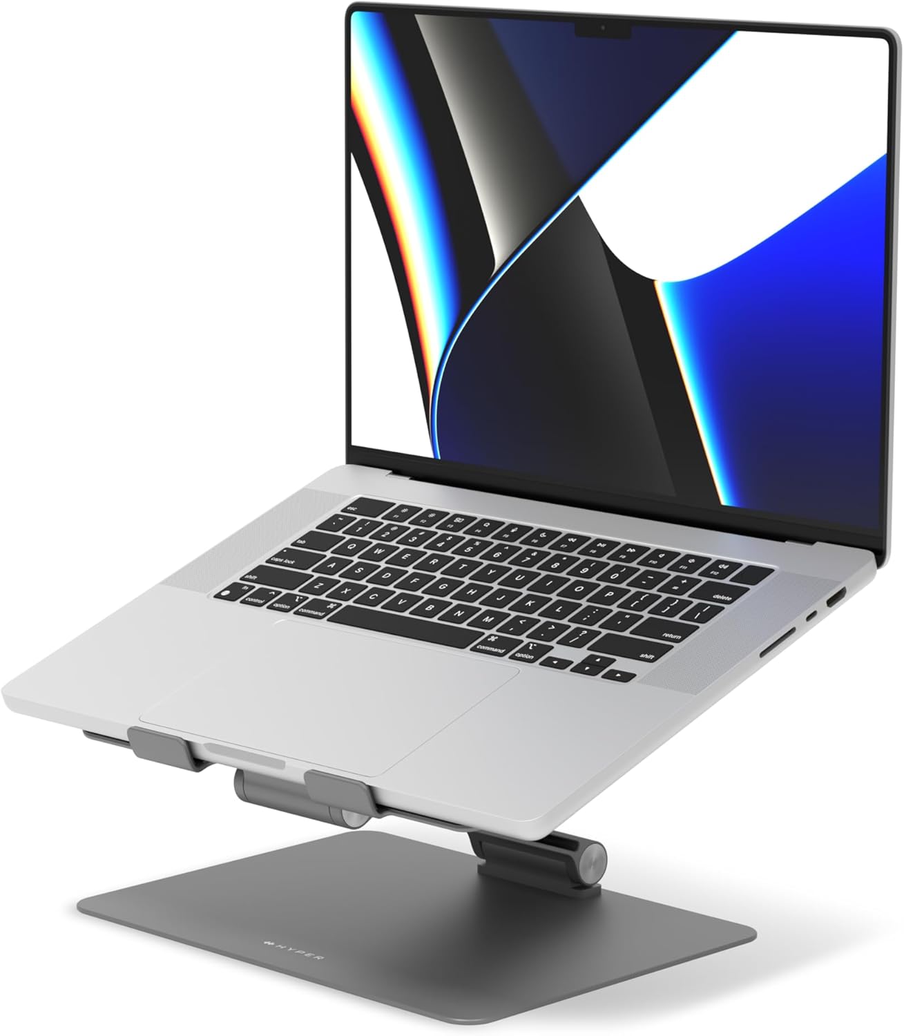 Hyperspace Adjustable Laptop Stand — Sleek, Foldable, Portable Aluminum Laptop Stand for 16” Devices — Height Adjustable to 22”, Optimal Cooling, Non-Slip Grips - Image 2
