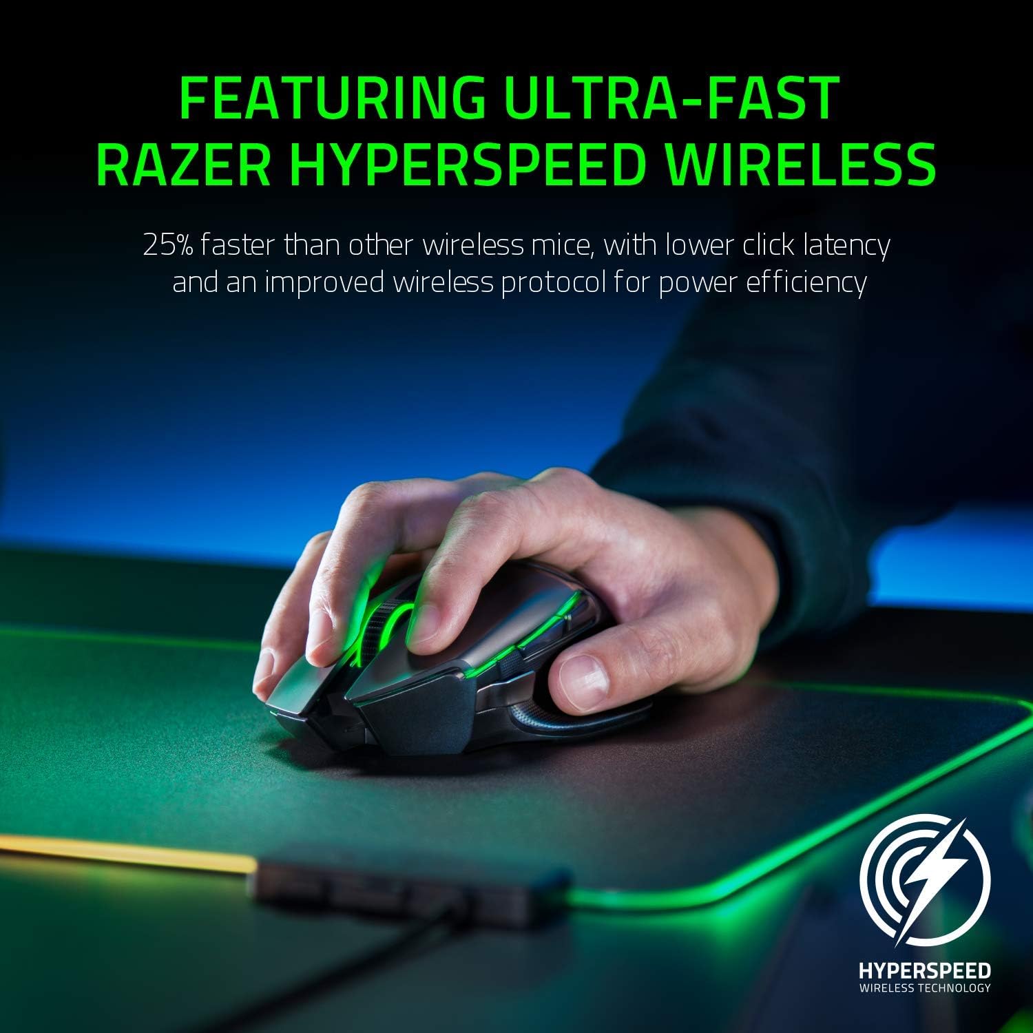 Razer Basilisk Ultimate HyperSpeed Wireless Gaming Mouse: Fastest Gaming Mouse Switch - 20K DPI Optical Sensor - Chroma RGB Lighting - 11 Programmable Buttons - 100 Hr Battery - Classic Black - Image 3